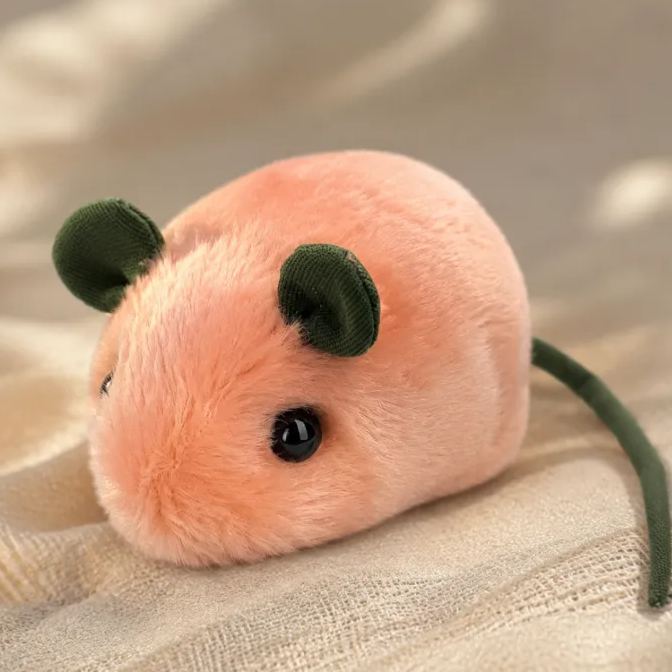 Peach Mouse Plush Toy Soft Stuffed Animal Mouse Handmade Gift Small Animal Doll Cozy Room Decor