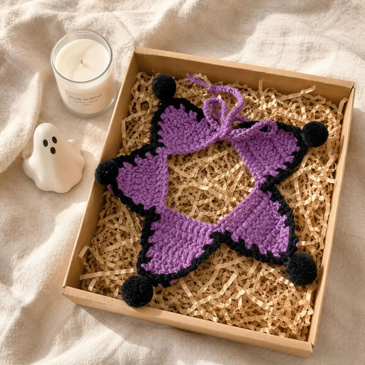 Crochet Halloween Pet Costume Hat and Collar Set, Handmade Witch Hat and Star Cape for Cats and Small Dogs, Cute Halloween Cat Costume, Gift for Dog Lovers & Pet Lovers