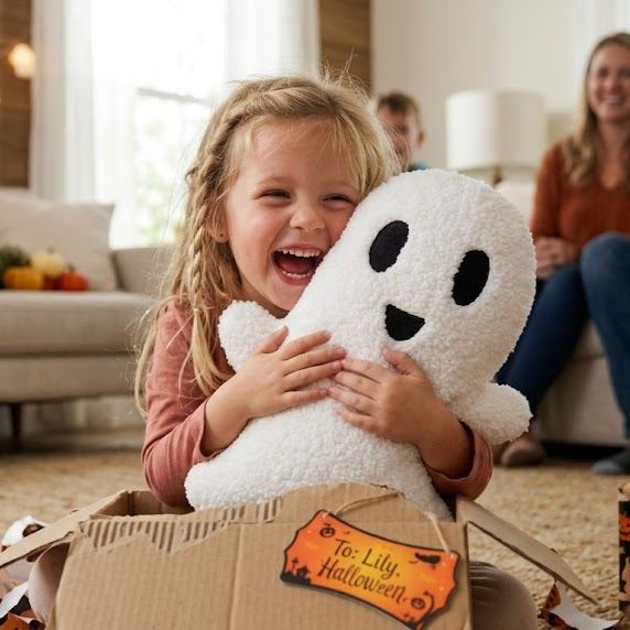 Halloween Throw Pillow, Cute Spooky Ghost Pillow Plush, Halloween Decor Accent Pillows for Couch Sofa Bed, Soft Boucle Plushie Halloween Gifts, Spooky Season Room Decor