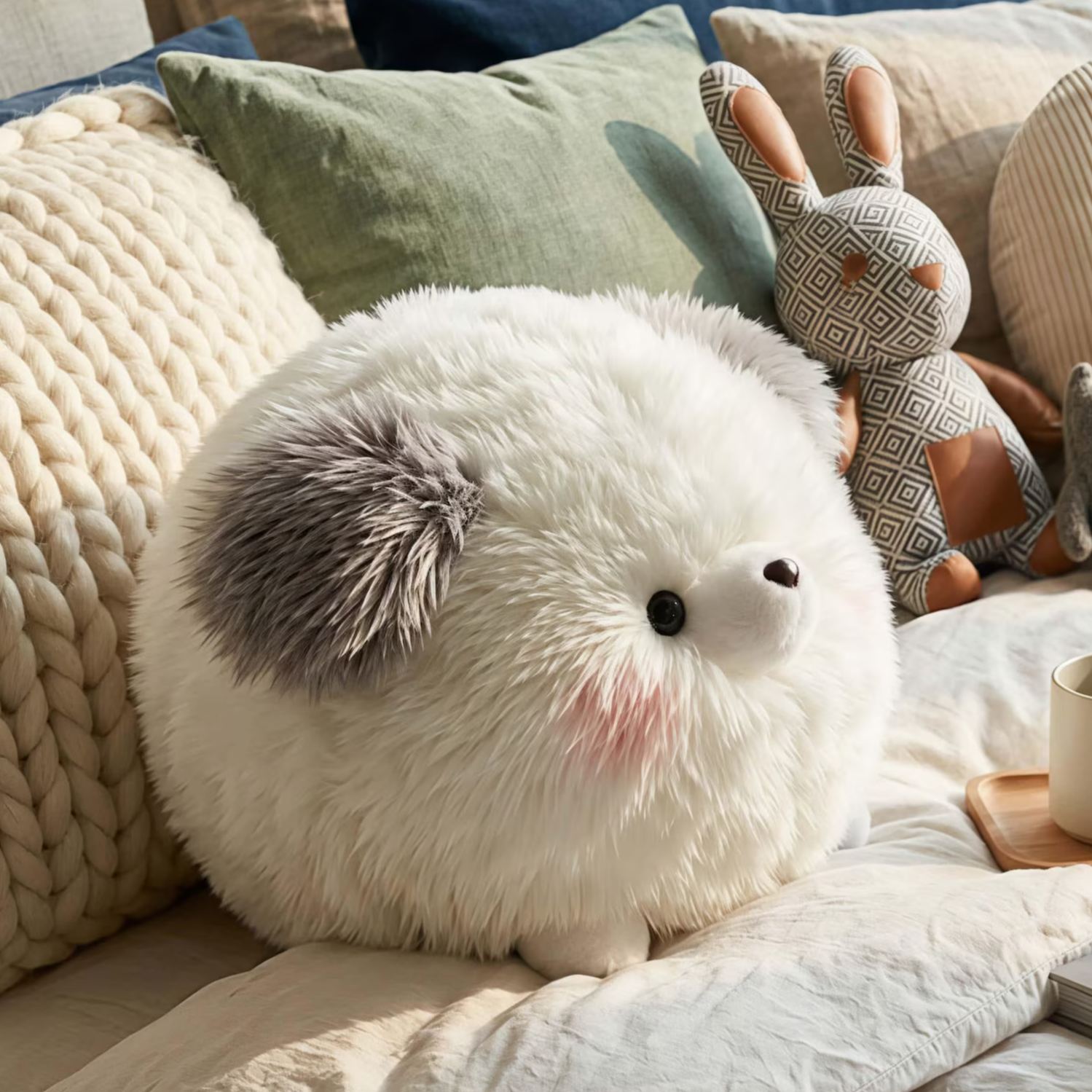 Stuffed Animal Plush Toys, Fluffy Round Animal Dolls, Soft Plush Pillow Room Decor, Cute Handmade Stuffed Dolls for Kids Adults