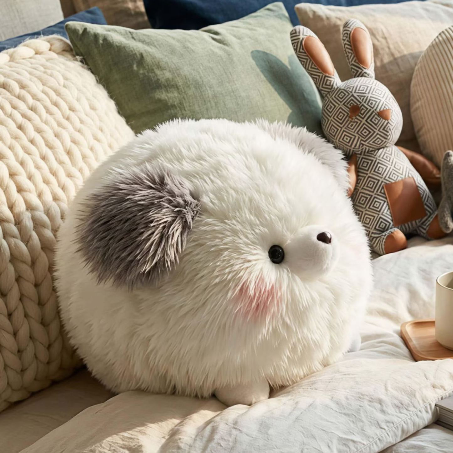Stuffed Animal Plush Toys, Fluffy Round Animal Dolls, Soft Plush Pillow Room Decor, Cute Handmade Stuffed Dolls for Kids Adults
