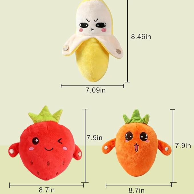 Interactive Plush Toys, Musical Stuffed Animals, Singing Dancing Fruit Doll with LED Lights, Touch Sensitive Electronic Plushie, Educational Sensory Toy Gift for Kids Toddlers