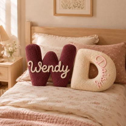 Personalized Letter Pillow, Custom Name Decorative Pillow, Handmade Alphabet Plush Pillow, Housewarming Gift for New Home Bedroom Sofa Decor
