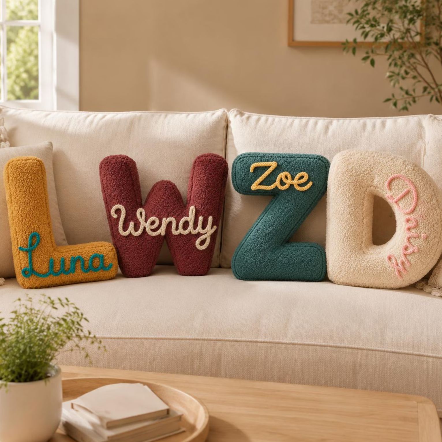 Personalized Letter Pillow, Custom Name Decorative Pillow, Handmade Alphabet Plush Pillow, Housewarming Gift for New Home Bedroom Sofa Decor