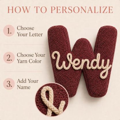 Personalized Letter Pillow, Custom Name Decorative Pillow, Handmade Alphabet Plush Pillow, Housewarming Gift for New Home Bedroom Sofa Decor