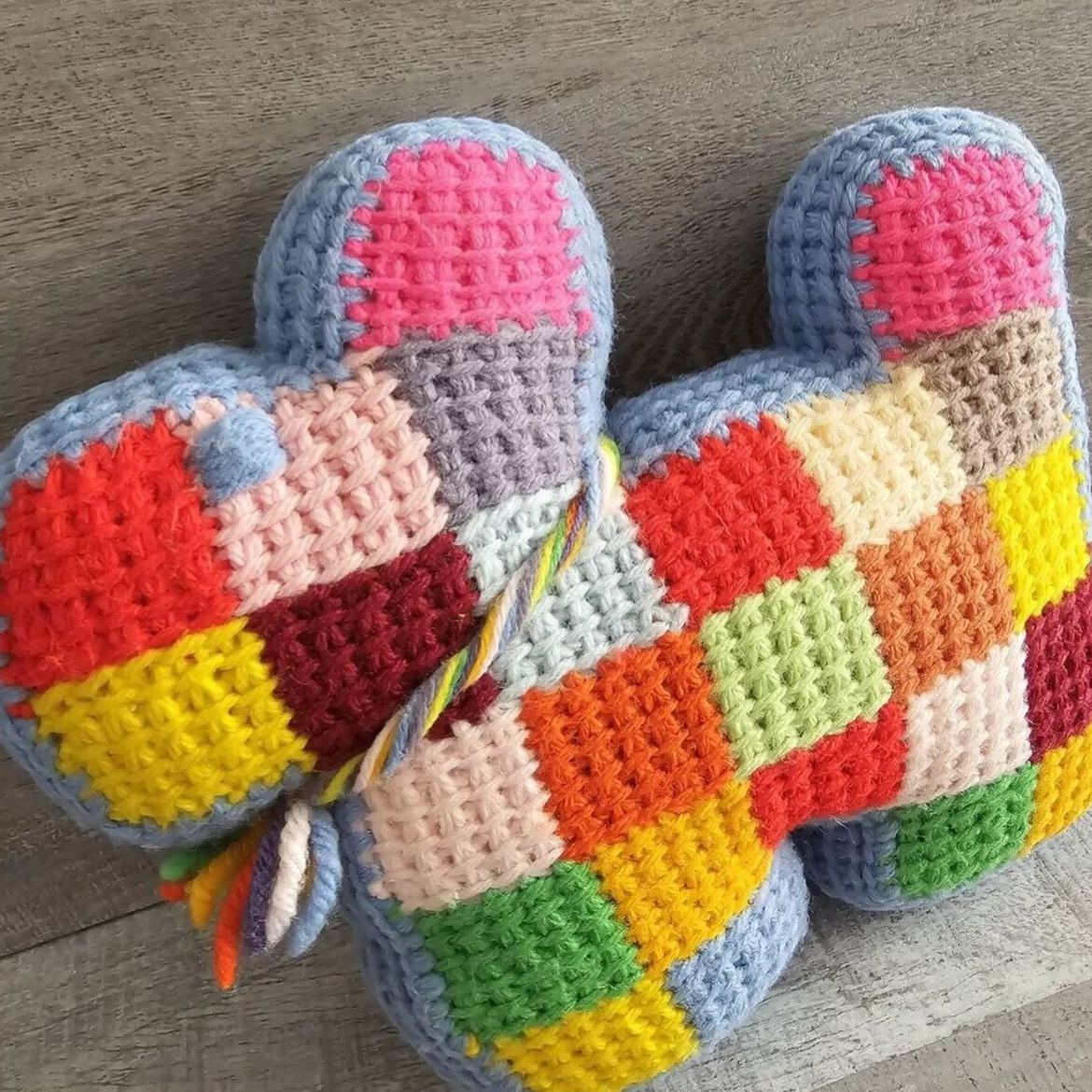 Colorful Dog Plush, Handmade Patchwork Dog Doll, Cute Handmade Stuffed Doll, Soft Crochet Animal Toy