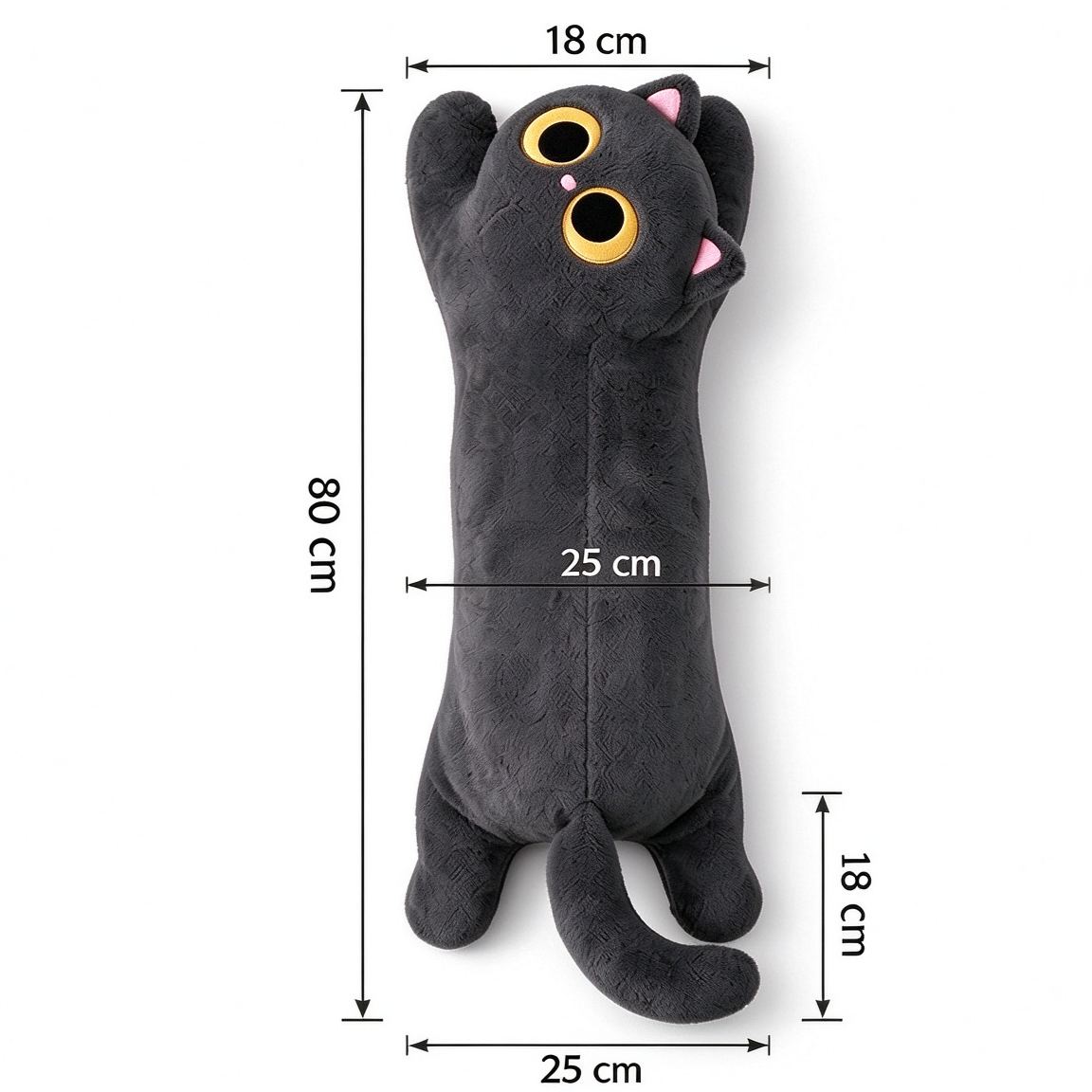 Handmade Animal Plush Toy, Long Cat Stuffed Animal, Soft Snuggle Pillow & Body Cushion, Cozy Gift