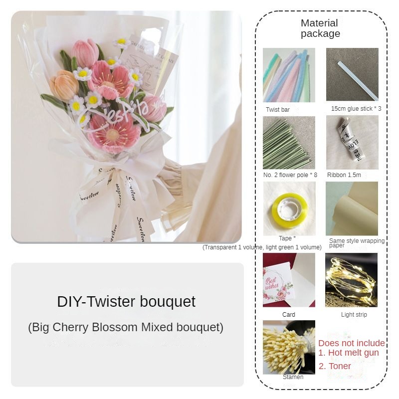 Handmade Twist Rod DIY Bouquet -Cherry Blossom