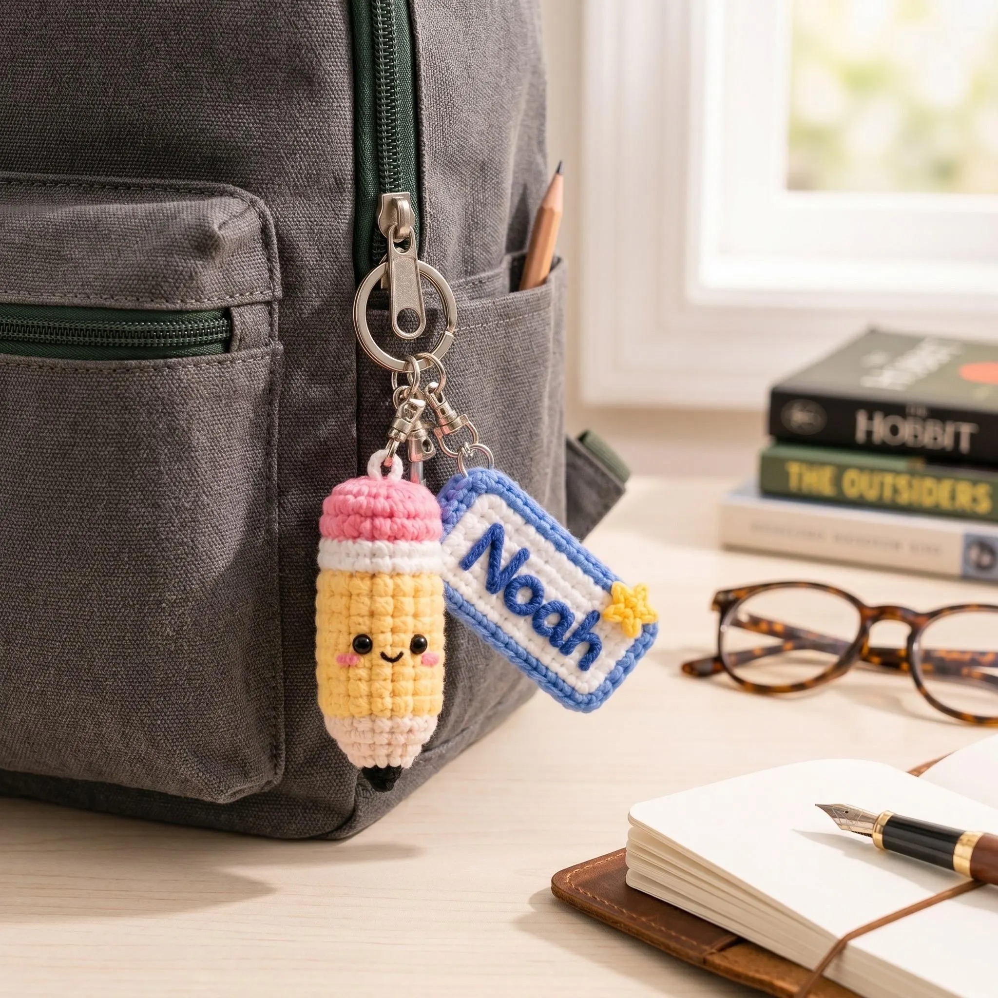 Personalized Pencil Keychain with Name Back to School Gift Student Backpack Charm School Tag