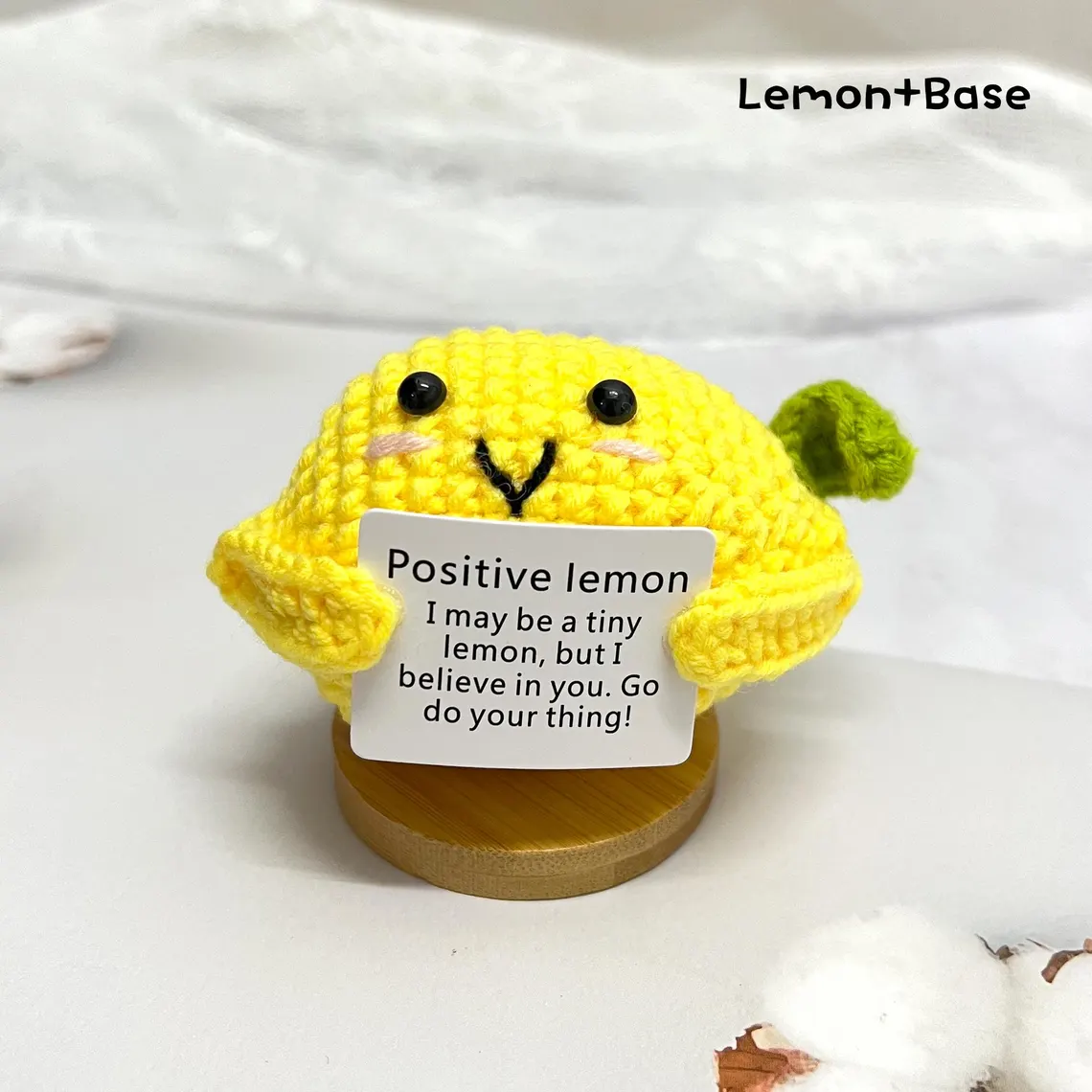 Positive Crochet Fruit Doll Hand Knitting Crochet Fruits with Positive Card Crochet Fruit Decor Funny Gifts With Positive Affirmations