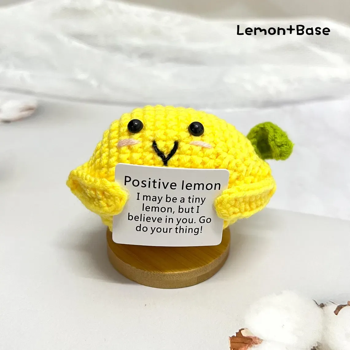 Positive Crochet Fruit Doll Hand Knitting Crochet Fruits with Positive Card Crochet Fruit Decor Funny Gifts With Positive Affirmations