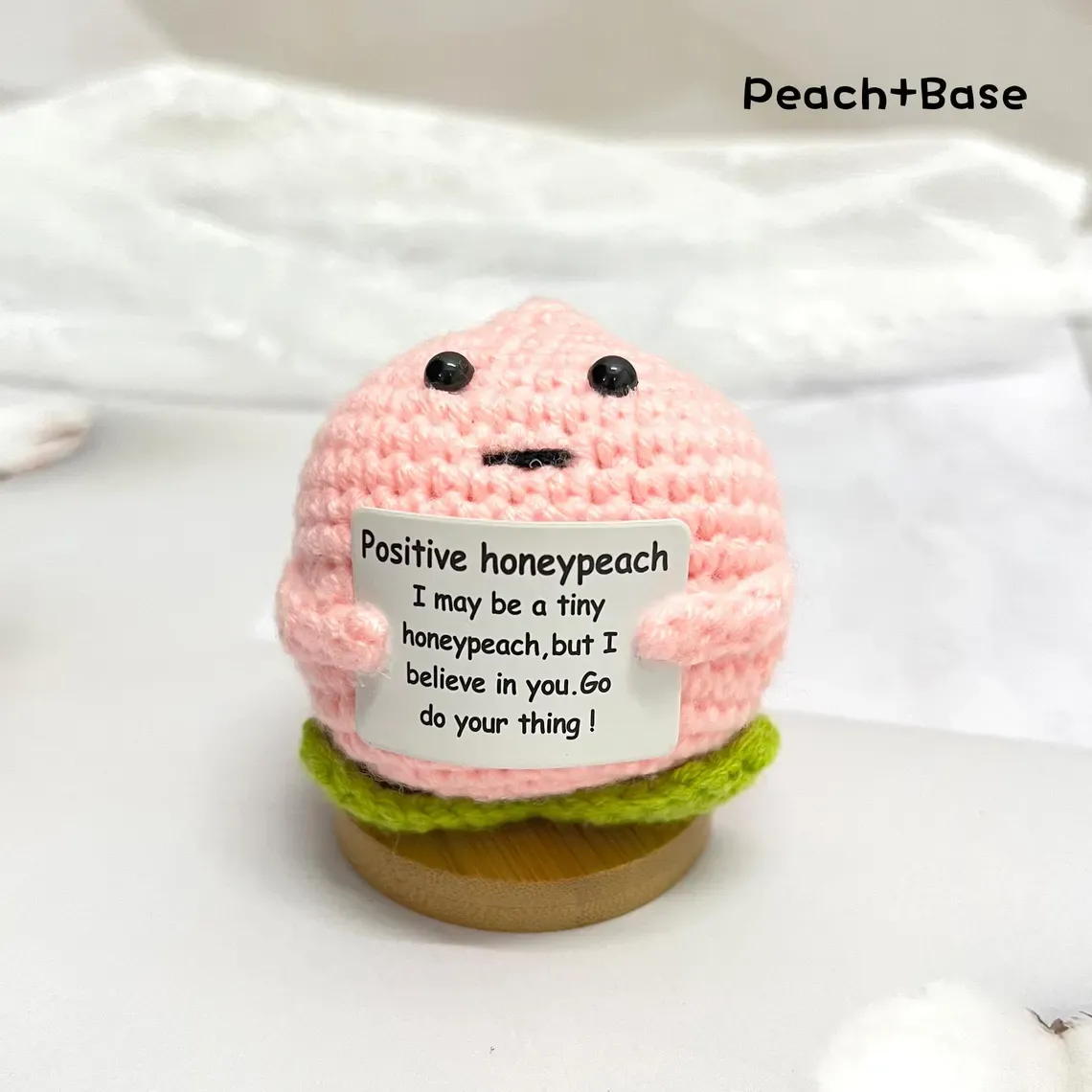 Positive Crochet Fruit Doll Hand Knitting Crochet Fruits with Positive Card Crochet Fruit Decor Funny Gifts With Positive Affirmations