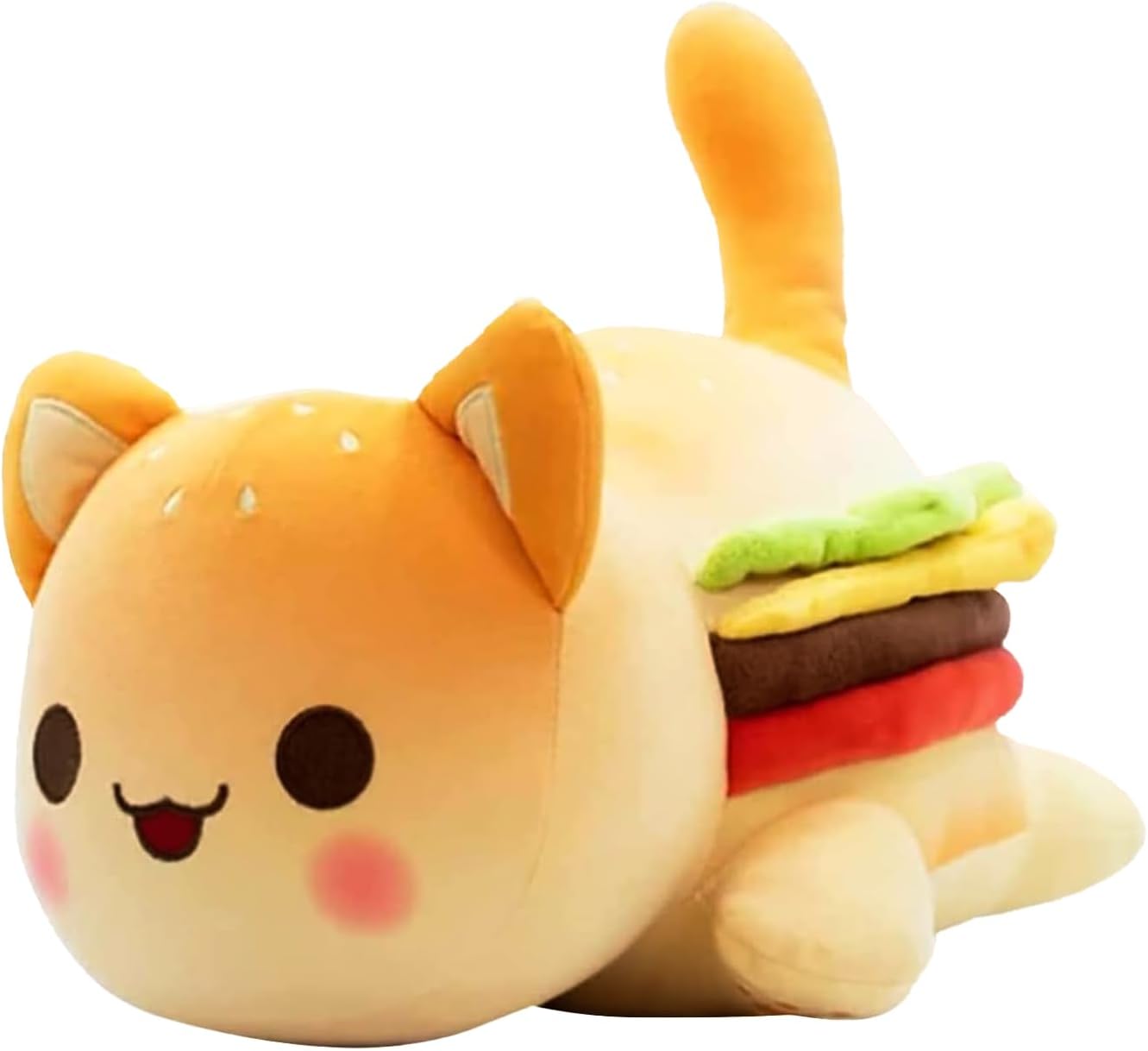 Hamburger Cats Plush Pillow Cartoon Cat Stuffed Animal Figure Toy  Gift for Kids and Festival