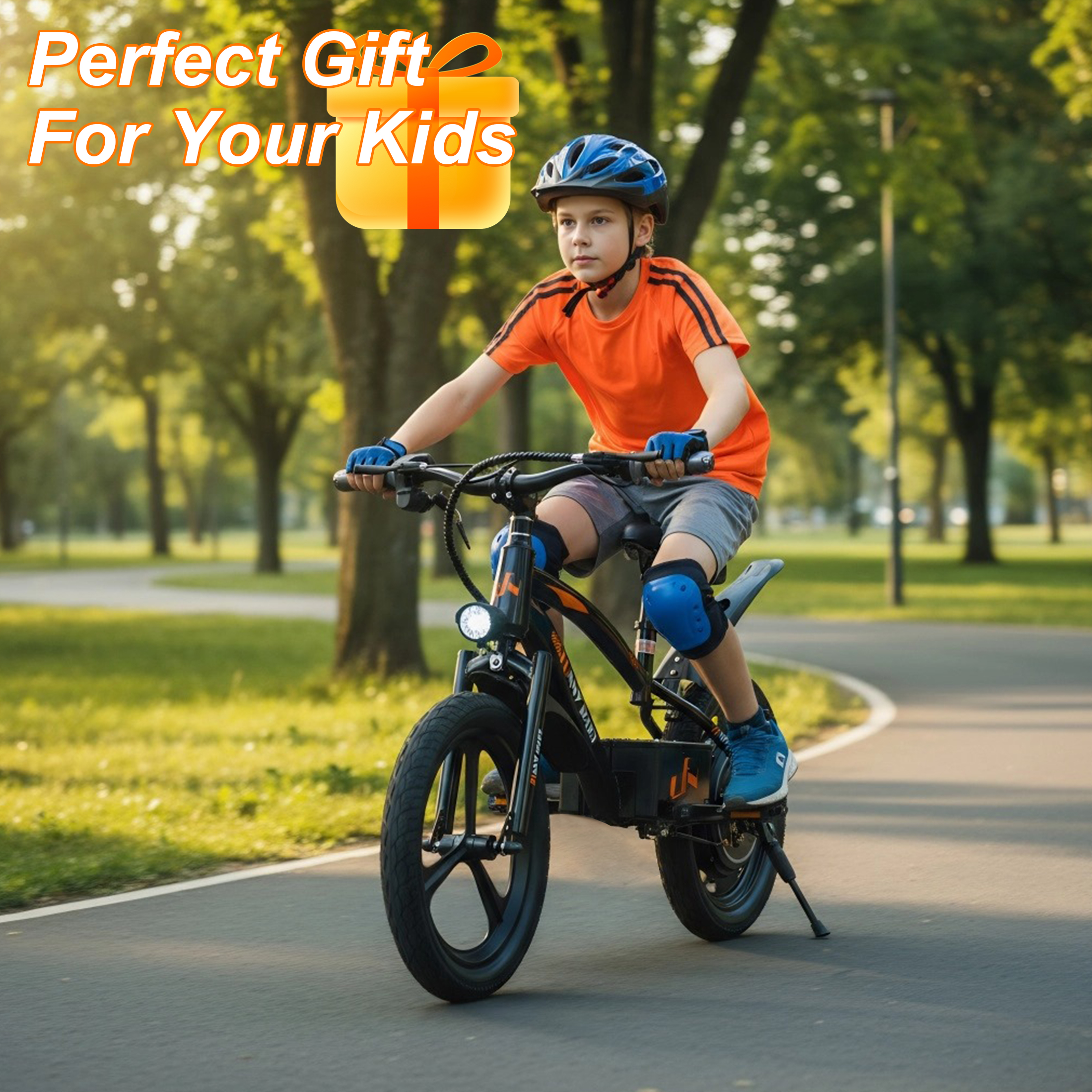 QEEKA 24V Kids Electric Dirt Bike,Ride on Mini Bike,300W Super Power Motor,Up to 12.43 MPH,16" Wheels,Adjustable Seat Height,Bright Headlight,Hand-Operated Brakes for Ages 5-12