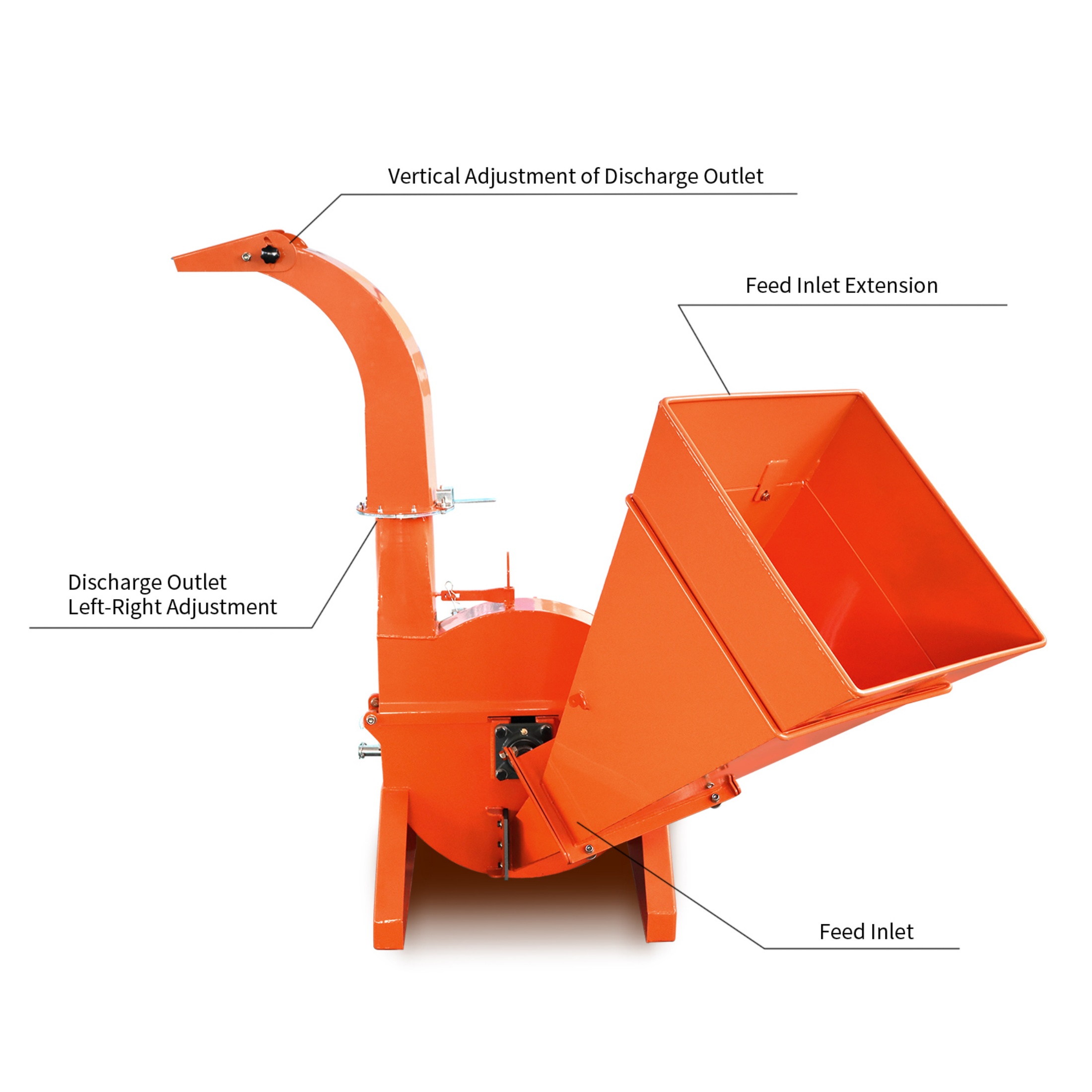 QEEKA BX42S 4-Inch Capacity PTO Wood Chipper,3-Point Tractor Attachment for Compact Tractors Under 45 HP，Orange