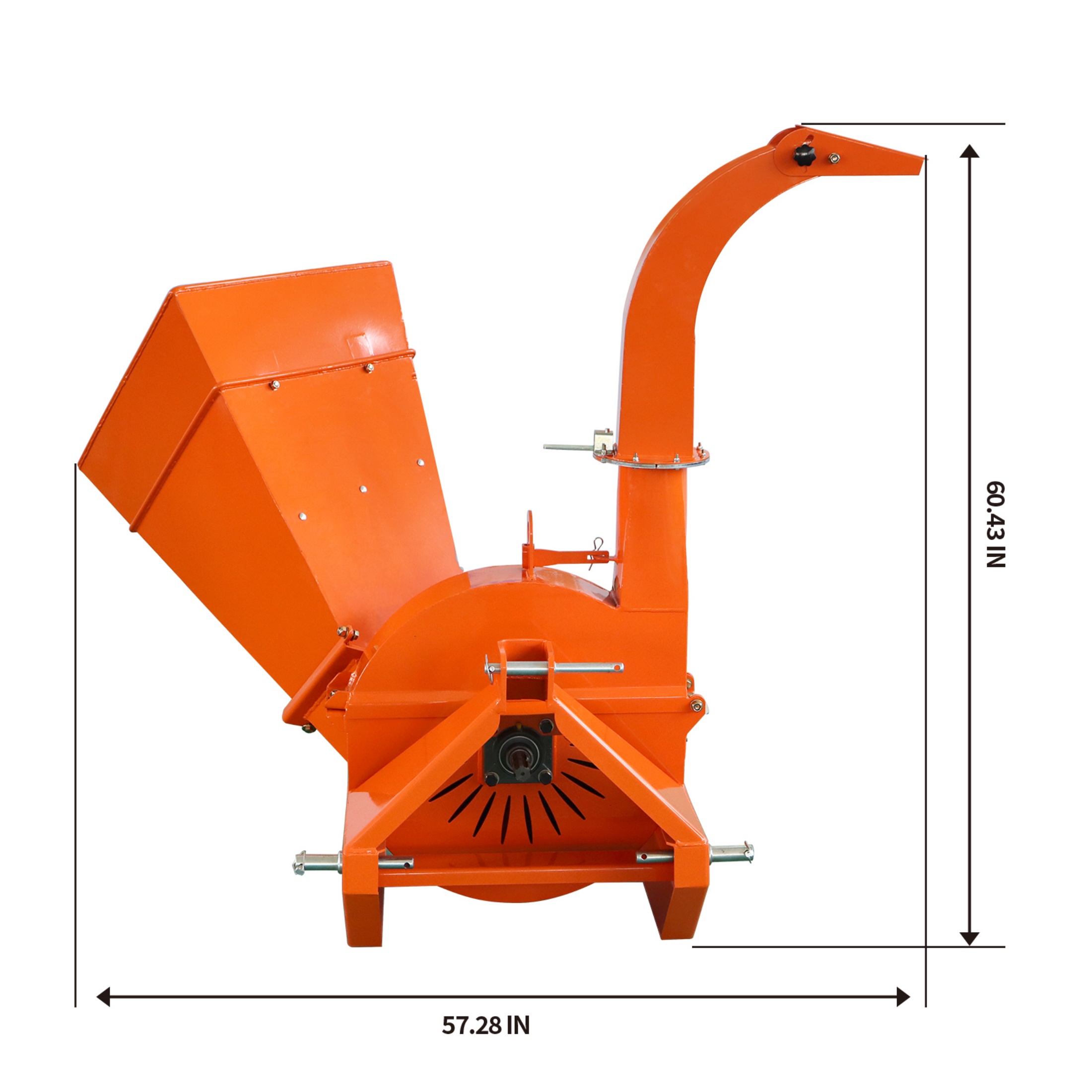 QEEKA BX42S 4-Inch Capacity PTO Wood Chipper,3-Point Tractor Attachment for Compact Tractors Under 45 HP，Orange