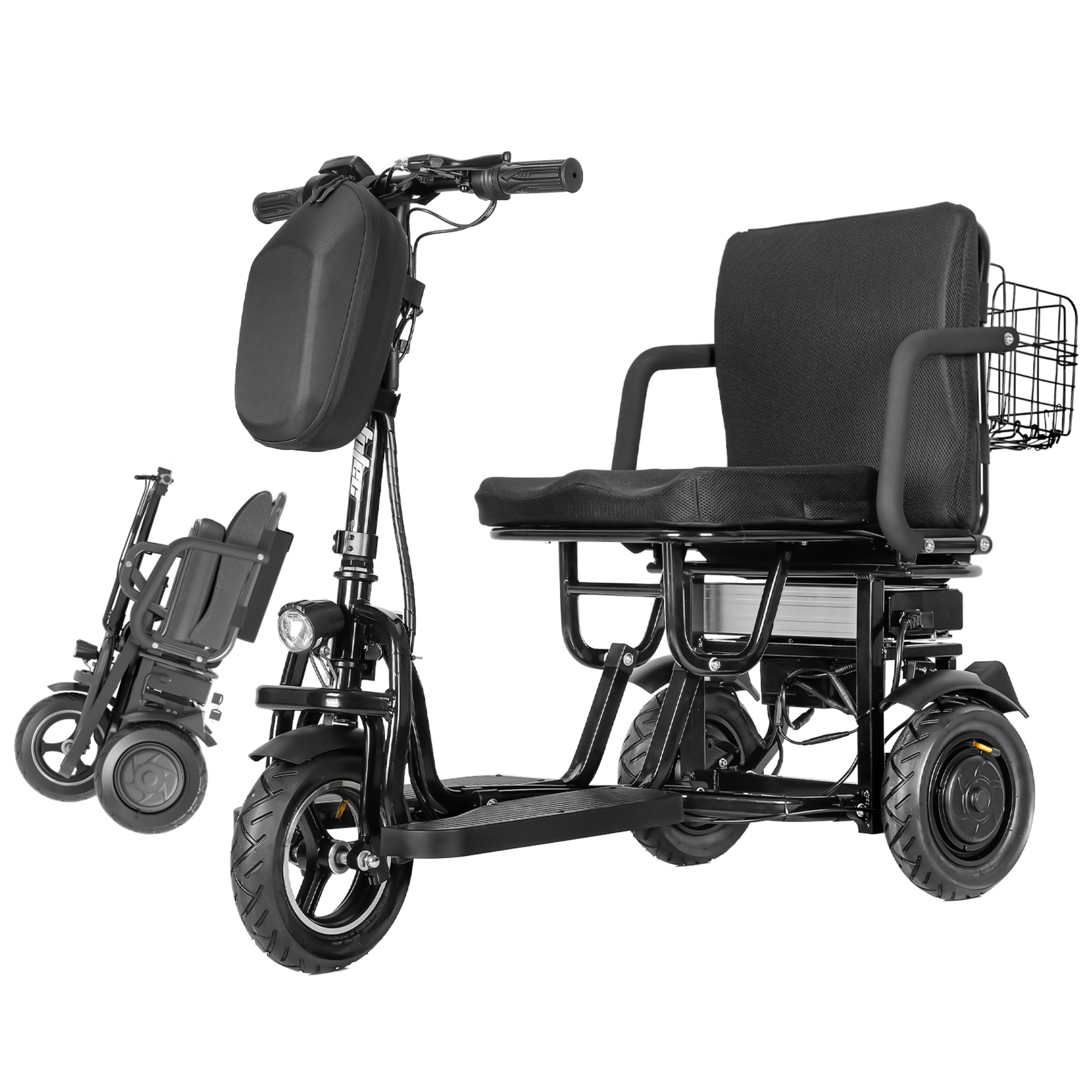 QEEKA Foldable 3 Wheel Mobility Scooter for Seniors and Adults,Fits in Car Trunk,Lightweight & High-Power 700W,300lbs Capacity,20 mile Range,Black
