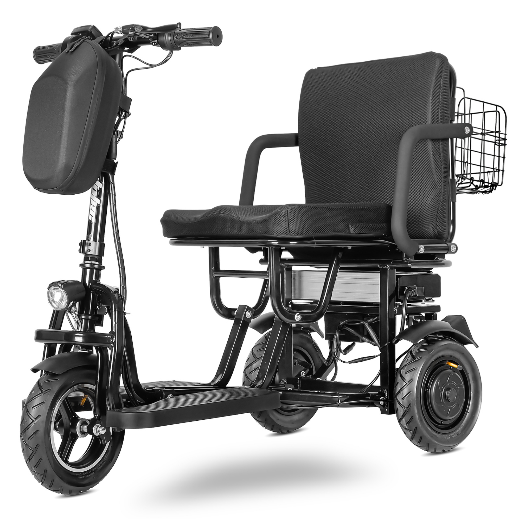QEEKA Foldable 3 Wheel Mobility Scooter for Seniors and Adults,Fits in Car Trunk,Lightweight & High-Power 700W,300lbs Capacity,20 mile Range,Black
