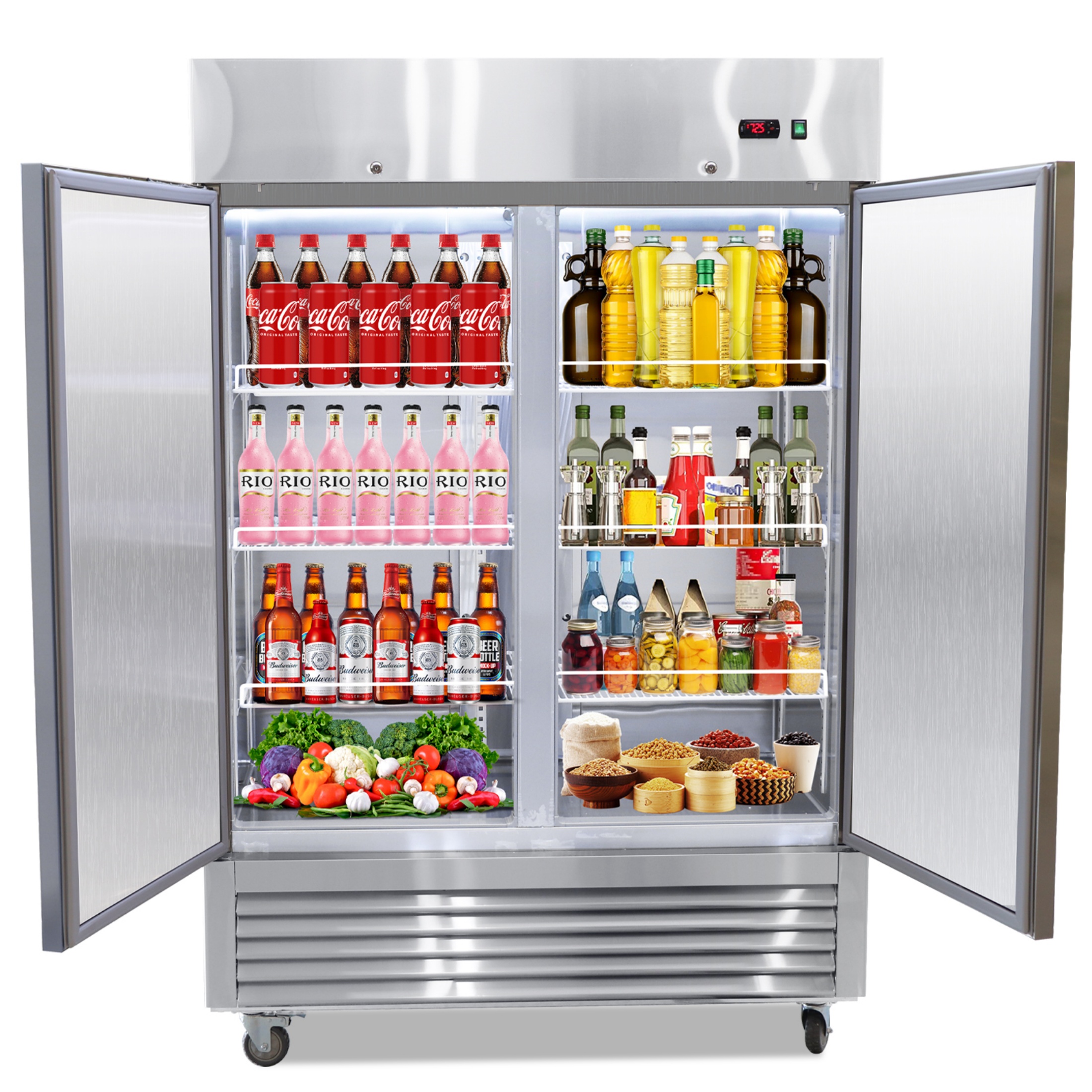 QEEKA 27"W Commercial Refrigerator 18.68 Cu.ft.Reach-in Merchandising Refrigerator for Restaurant,Bar,Shop
