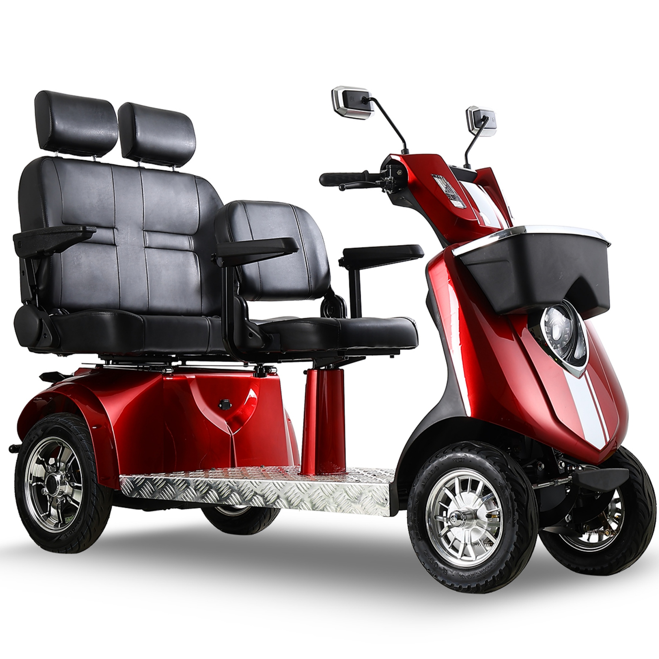 QEEKA Multi Seat Mobility Scooter,Size Robust Design, Stable & Comfortable for Travel,1000W Heavy Duty 4 Wheel Mobility Scooters 600Lbs,25-31 Miles of Range,Red