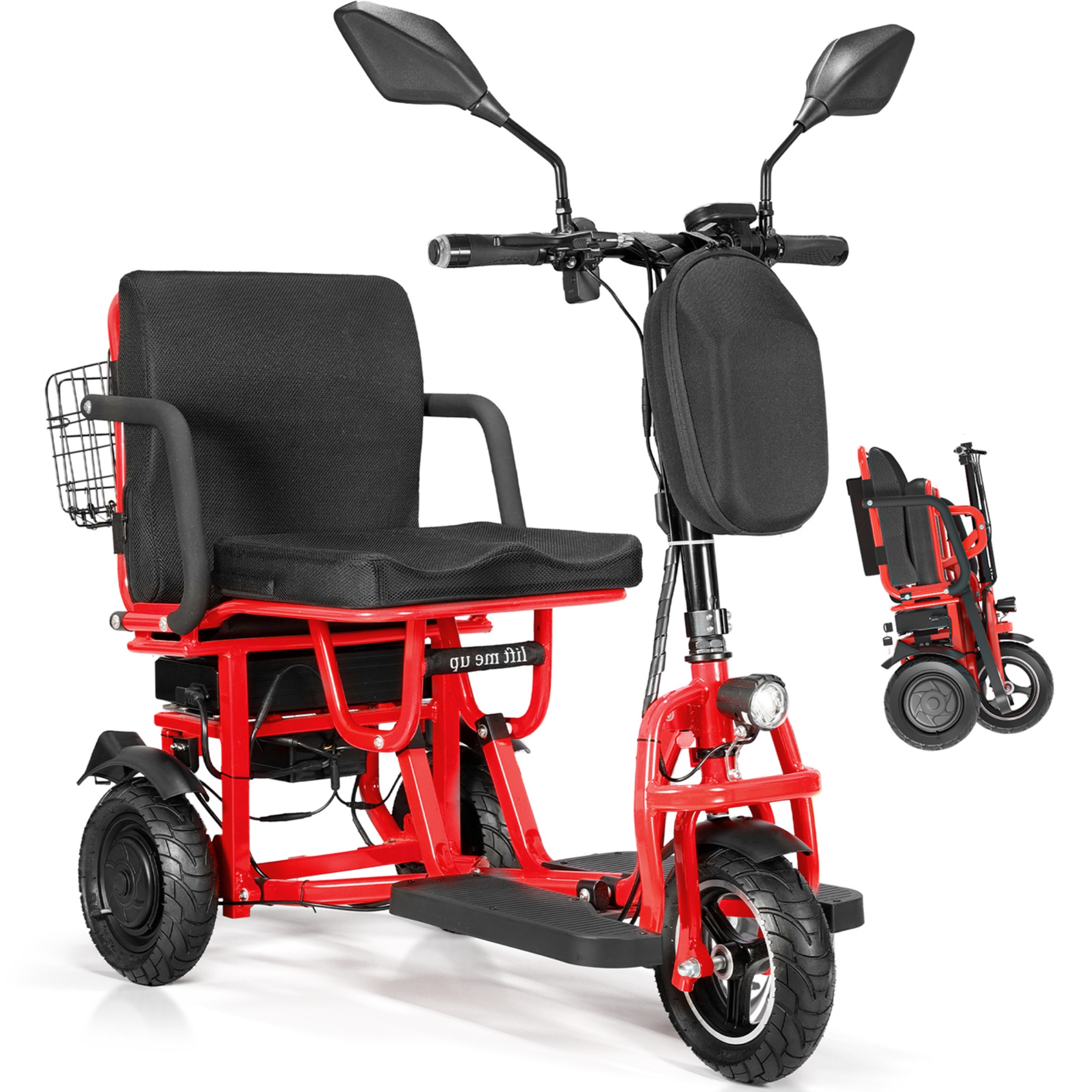 QEEKA Foldable 3 Wheel Mobility Scooter for Seniors and Adults,Fits in Car Trunk,Lightweight & High-Power 700W,300lbs Capacity,20 mile Range,Black