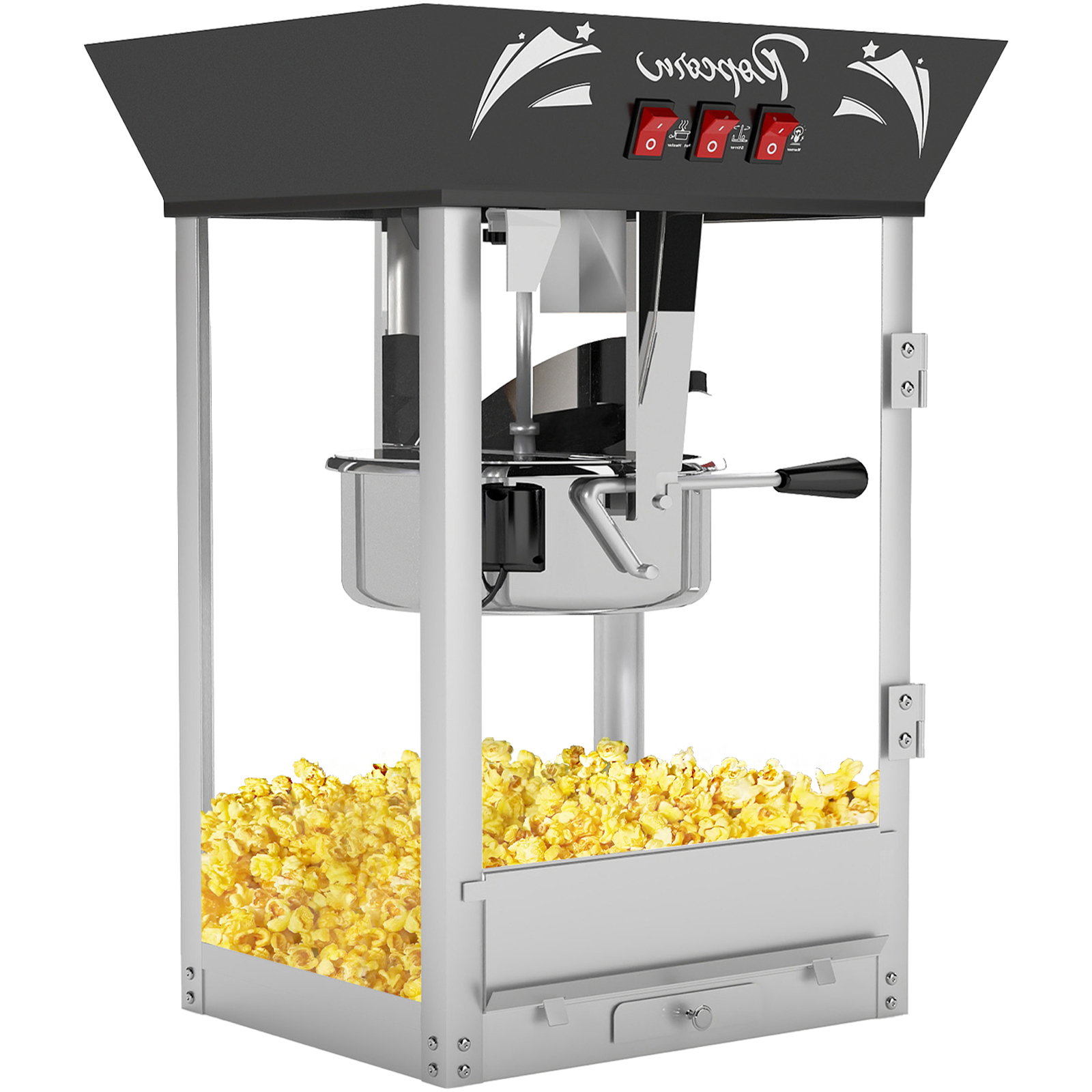 QEEKA 12Oz Commercial Popcorn Maker Machine - 850W Stainless Steel Popper with Warming Deck & Tempered Glass,Great for Parties,Movie Nights & Home Theater