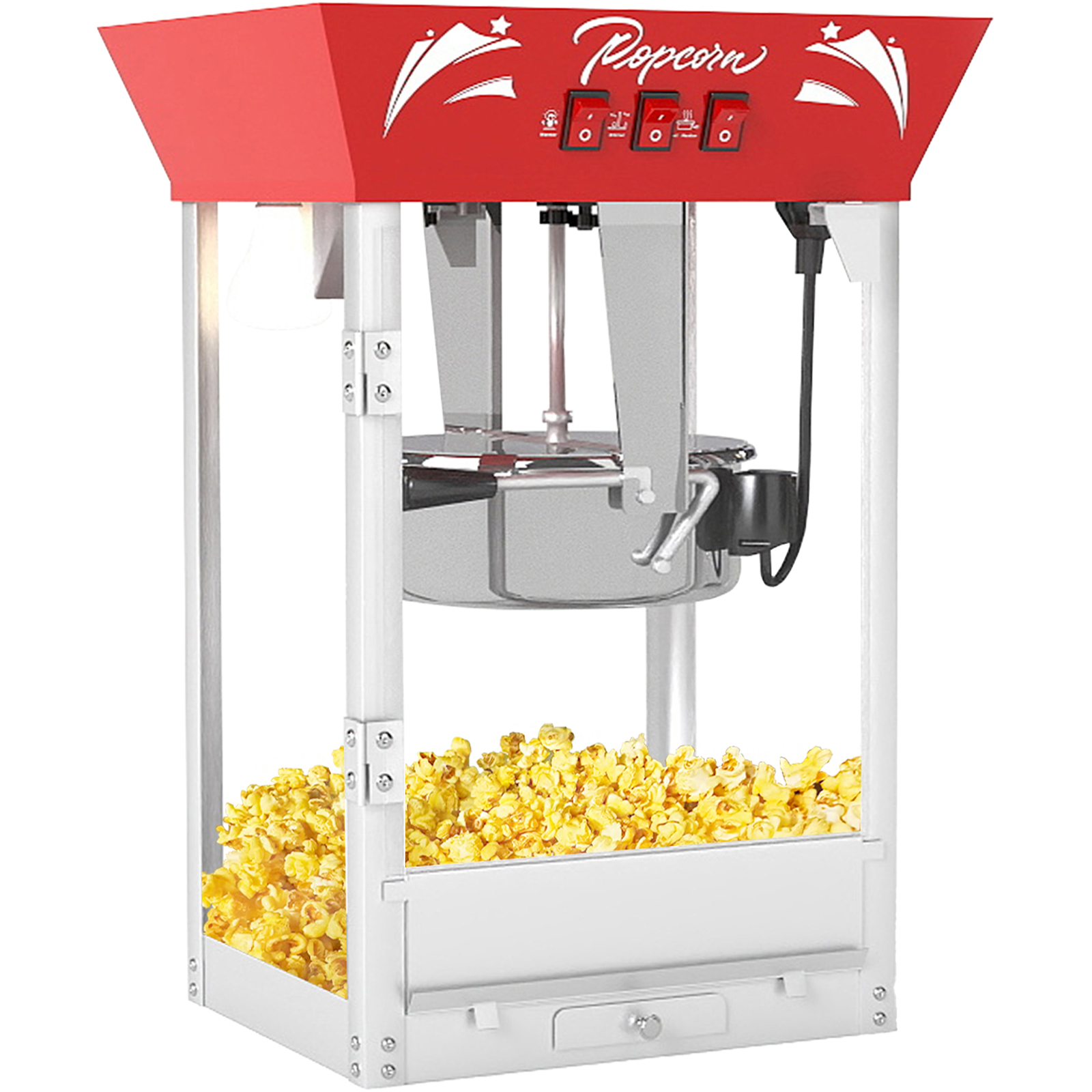 QEEKA 12Oz Commercial Popcorn Maker Machine - 850W Stainless Steel Popper with Warming Deck & Tempered Glass,Great for Parties,Movie Nights & Home Theater