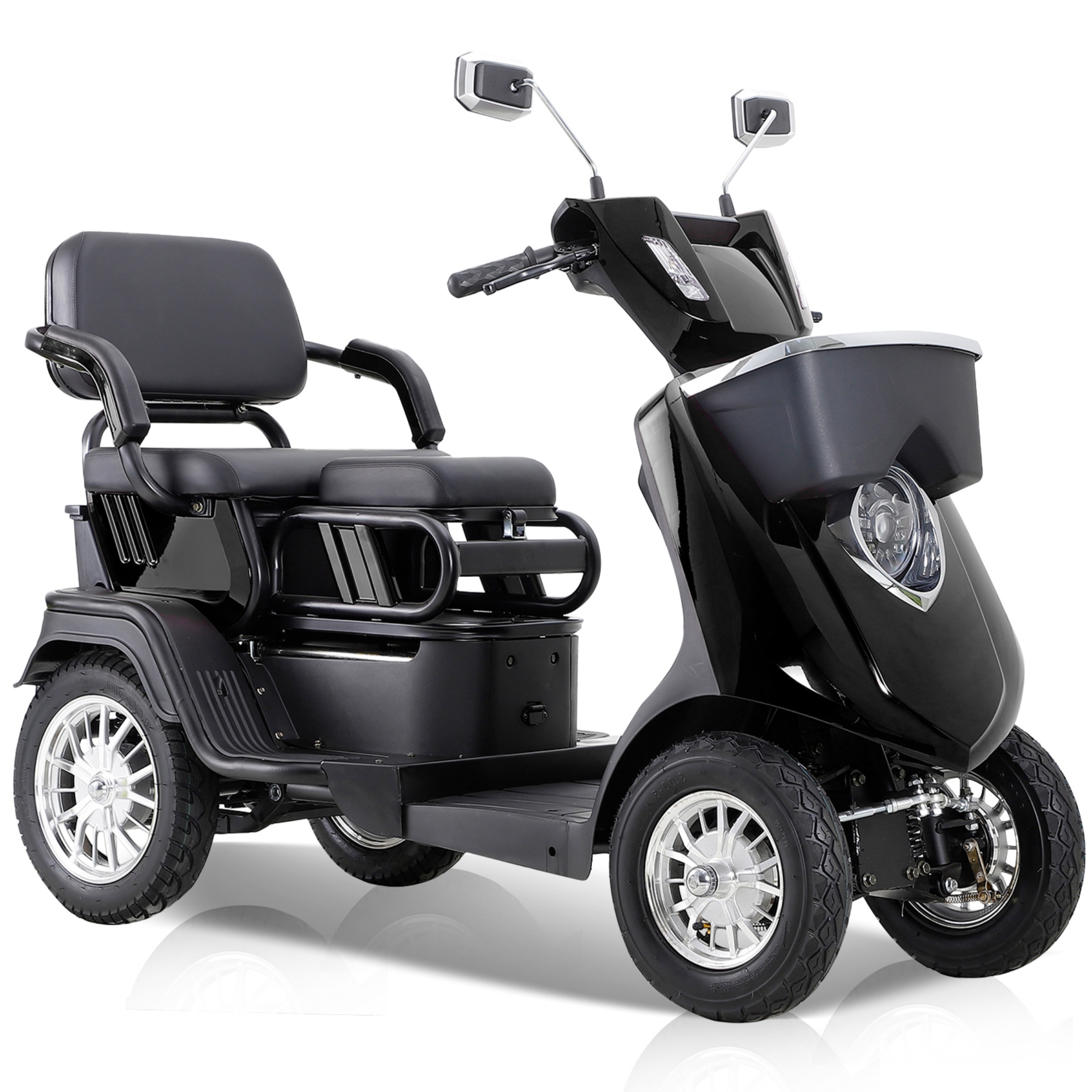 Xlluproid Mobility Scooters,2 Seater Electric Scooter Mobility Scooter for Adults& Seniors 1000W,Heavy-Duty 4 Wheel ,Adjustable Seat 500lbs Capacity,Black