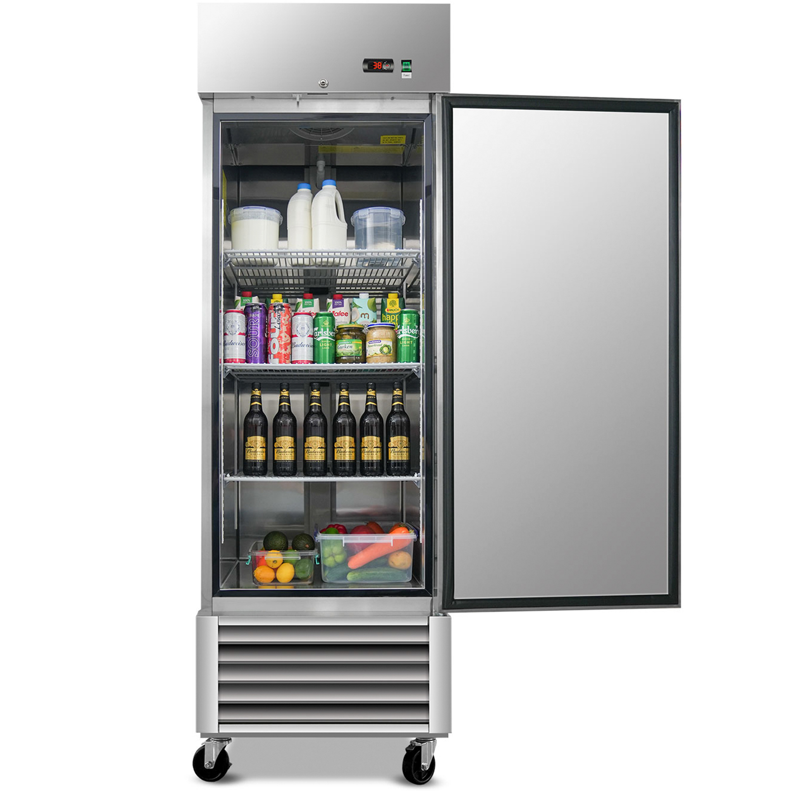  27"W Commercial Refrigerator 18.68 Cu.ft.Reach-in Merchandising Refrigerator for Restaurant,Bar,Shop