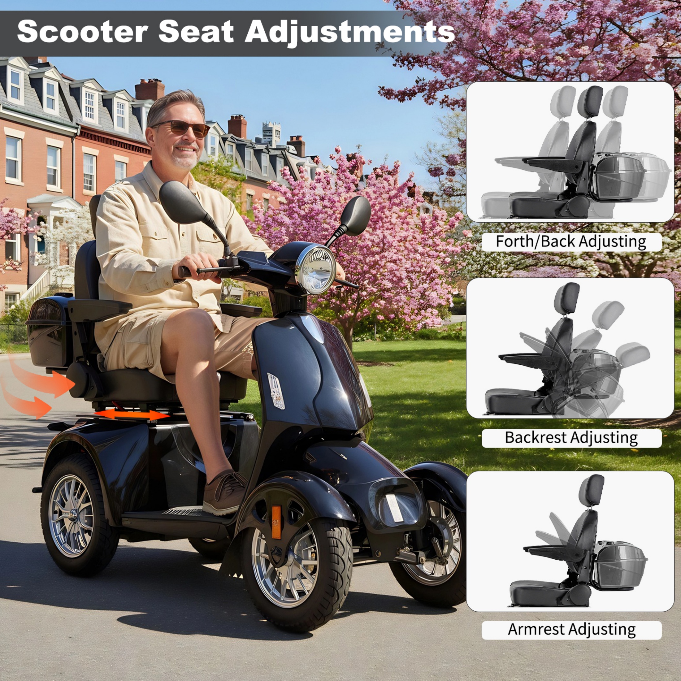 QEEKA Heavy-Duty All Terrain 4-Wheel Mobility Scooter, 500 lb Limit