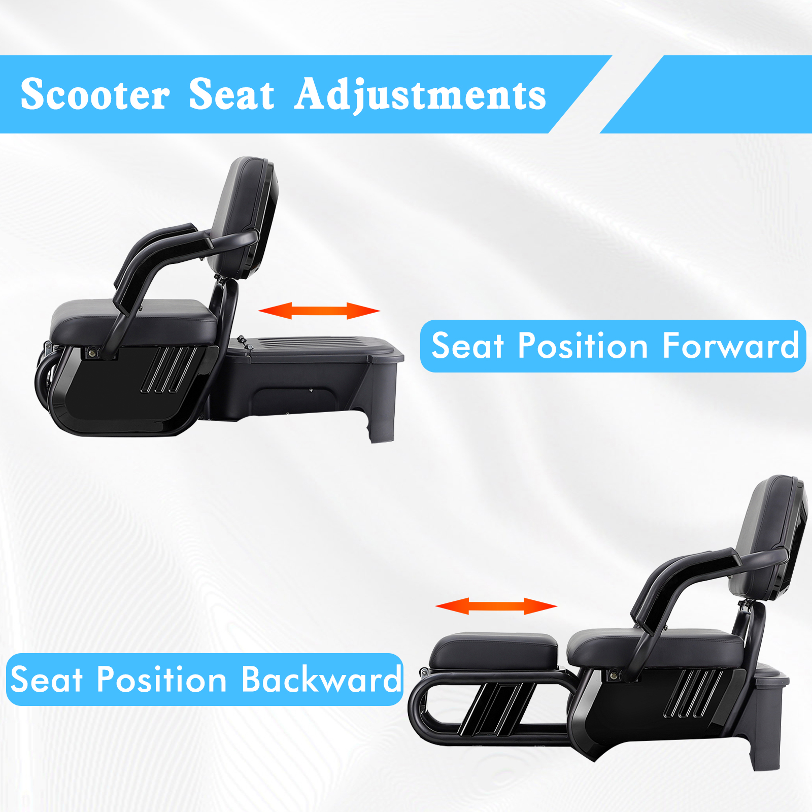 QEEKA 2-Seater Heavy-Duty All-Terrain Electric Mobility Scooter for Adults & Seniors,1000W Motor,500 LBS Capacity,Adjustable Seat,Black