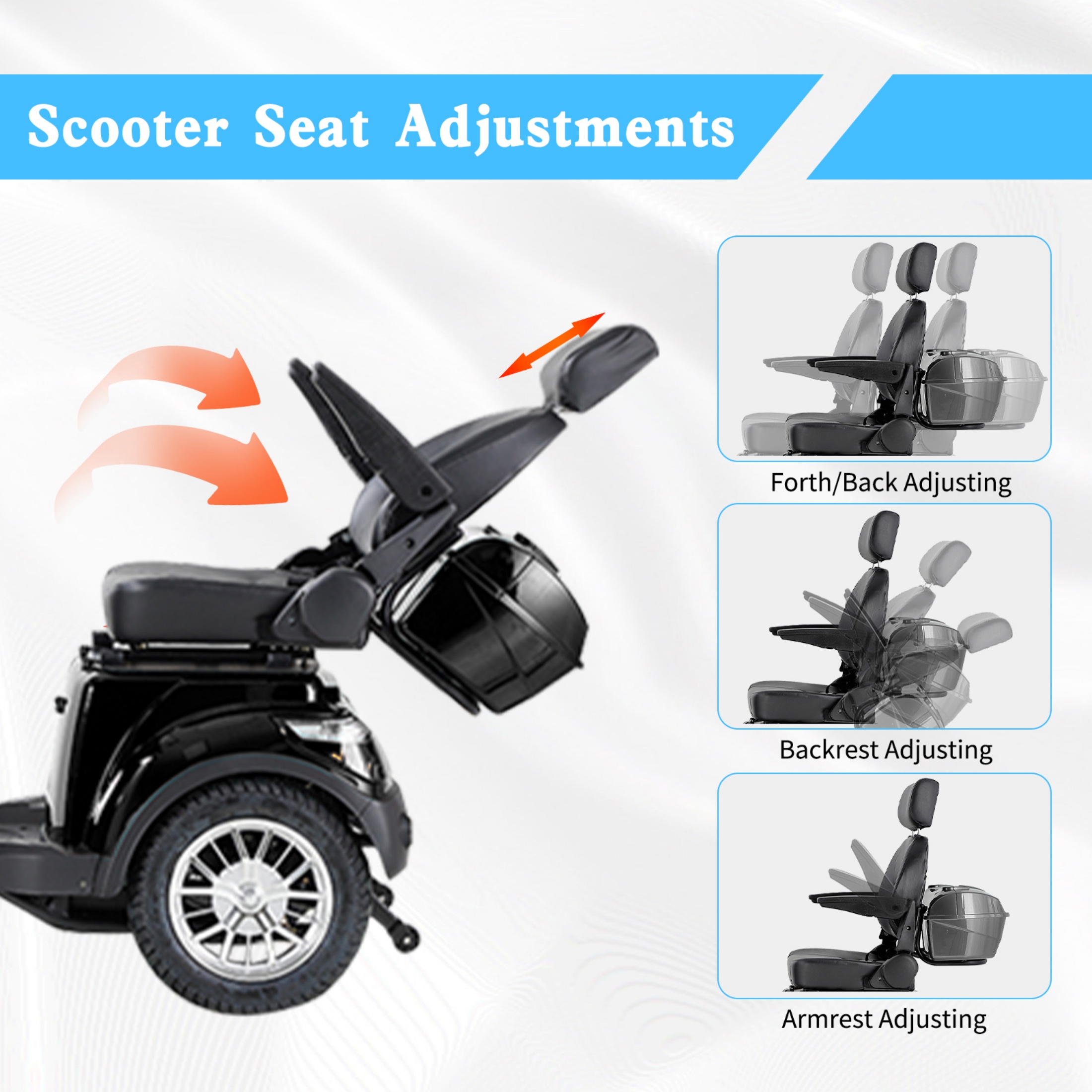 Xlluproid 4-Wheel Heavy Duty Mobility Scooter for Adults & Seniors - 800W Motor,Adjustable Seat,Remote Key & Locking Rear Storage Box