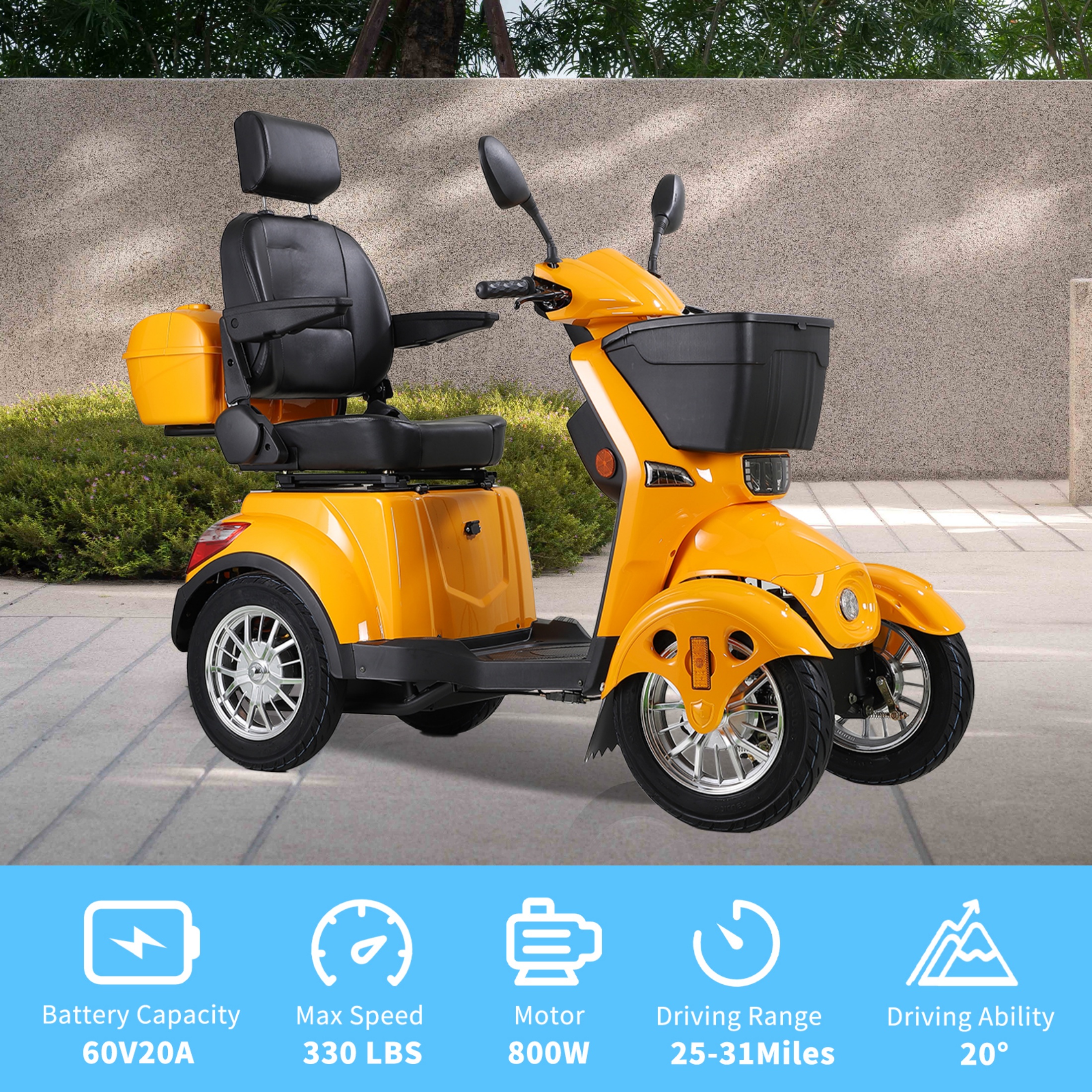       Visit the QeeKa Store QEEKA All Terrain Mobility Scooter,500lbs Capacity - 800W,Handicap Scooter for Seniors & Adults,Yellow