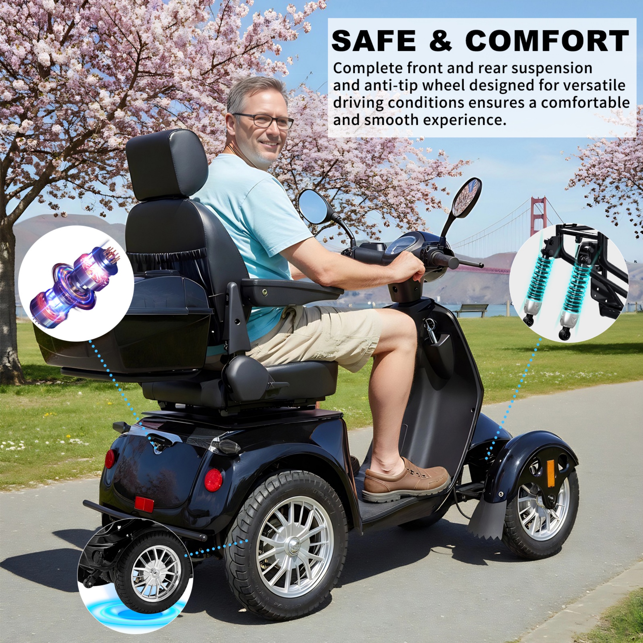 QEEKA Heavy-Duty All Terrain 4-Wheel Mobility Scooter, 500 lb Limit