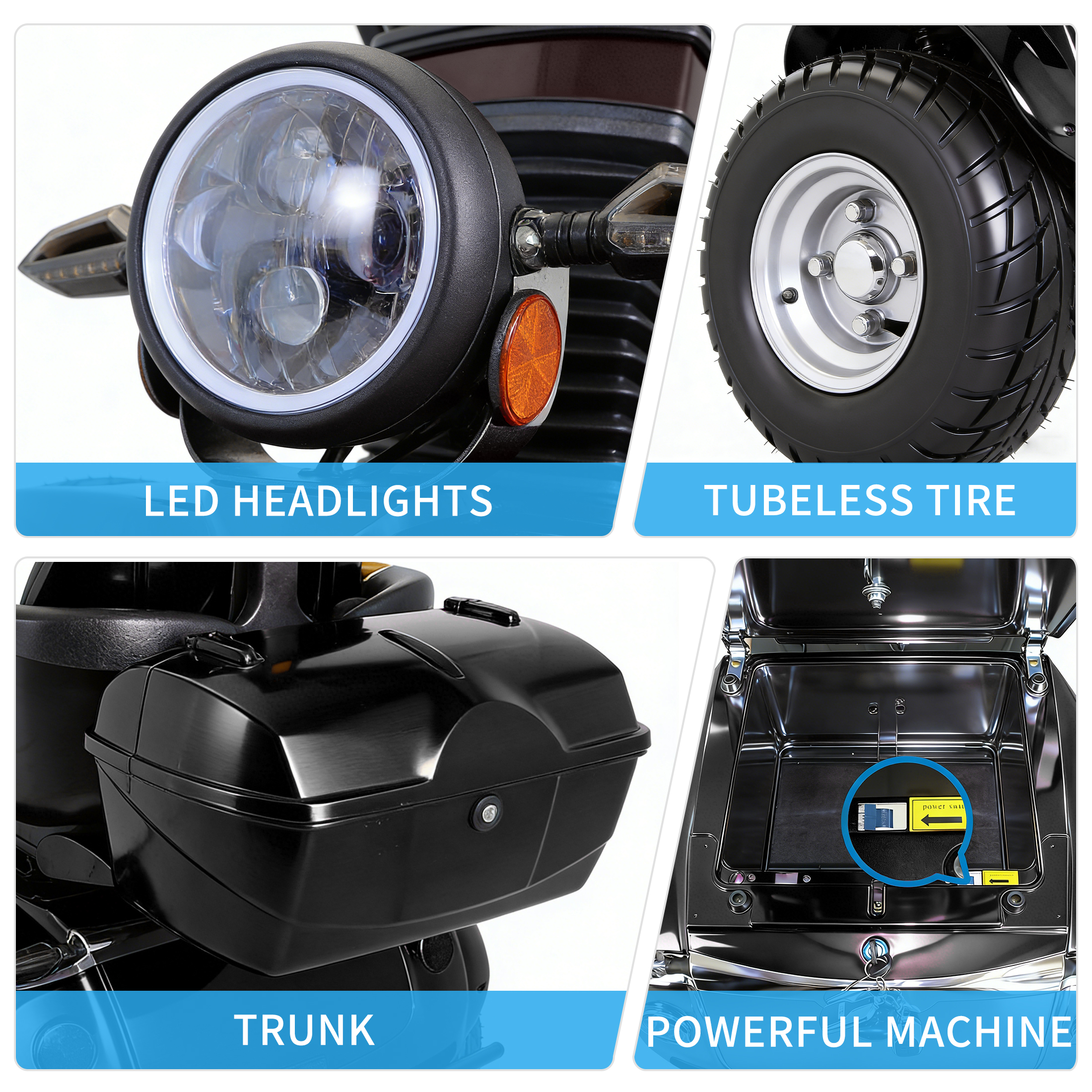 Xlluproid All Terrain Heavy Duty Mobility Scooter for Seniors & Adults,500 lbs Capacity,1000W 4 Wheel Electric Powered Scooter