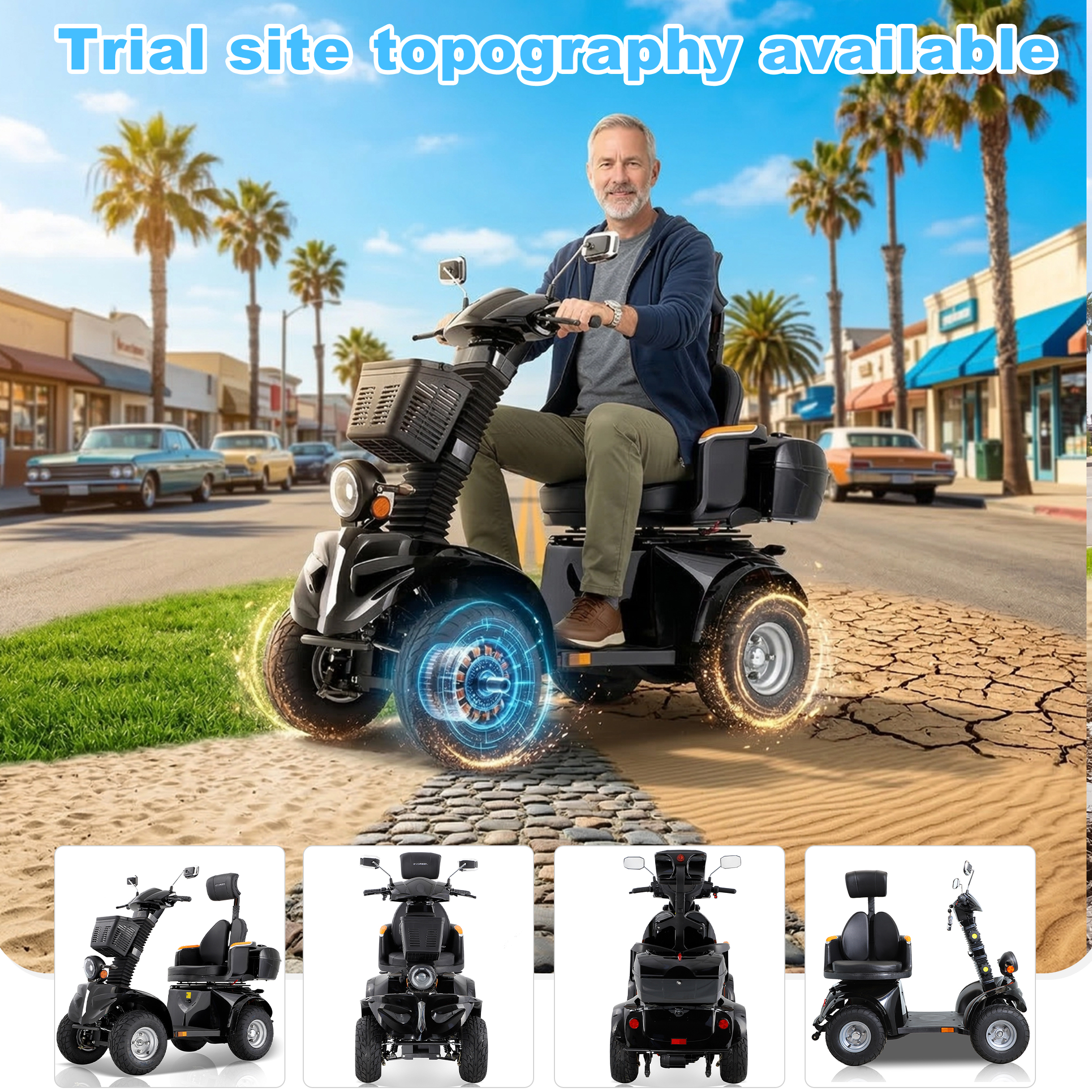 Xlluproid All Terrain Heavy Duty Mobility Scooter for Seniors & Adults,500 lbs Capacity,1000W 4 Wheel Electric Powered Scooter