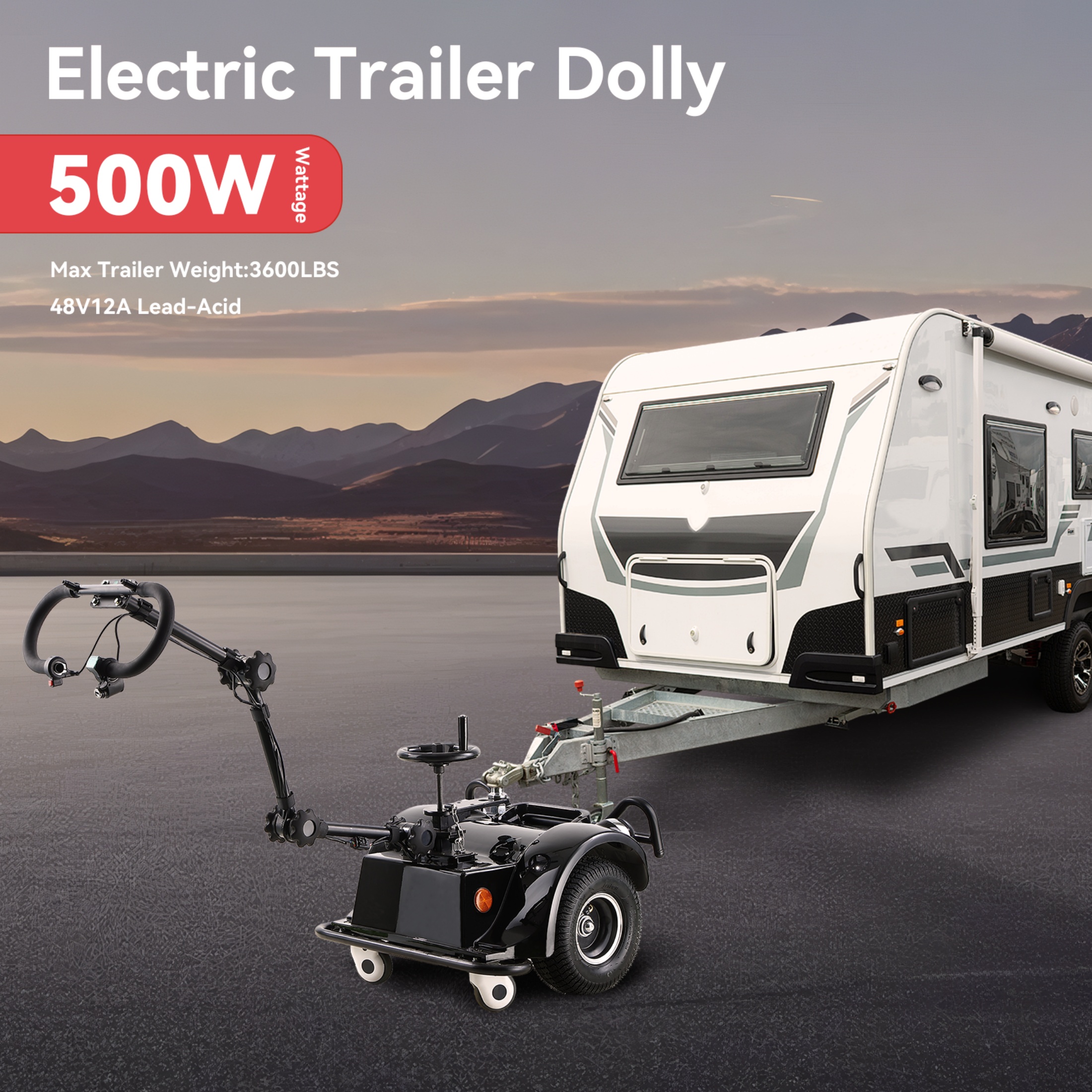 QEEKA Electric Trailer Dolly,9900 Lbs Max Capacity,48V 1200W Motorized Trailer Mover for RV & Utility Trailers,Compact Design for Home Garage & Outdoor Use,Black