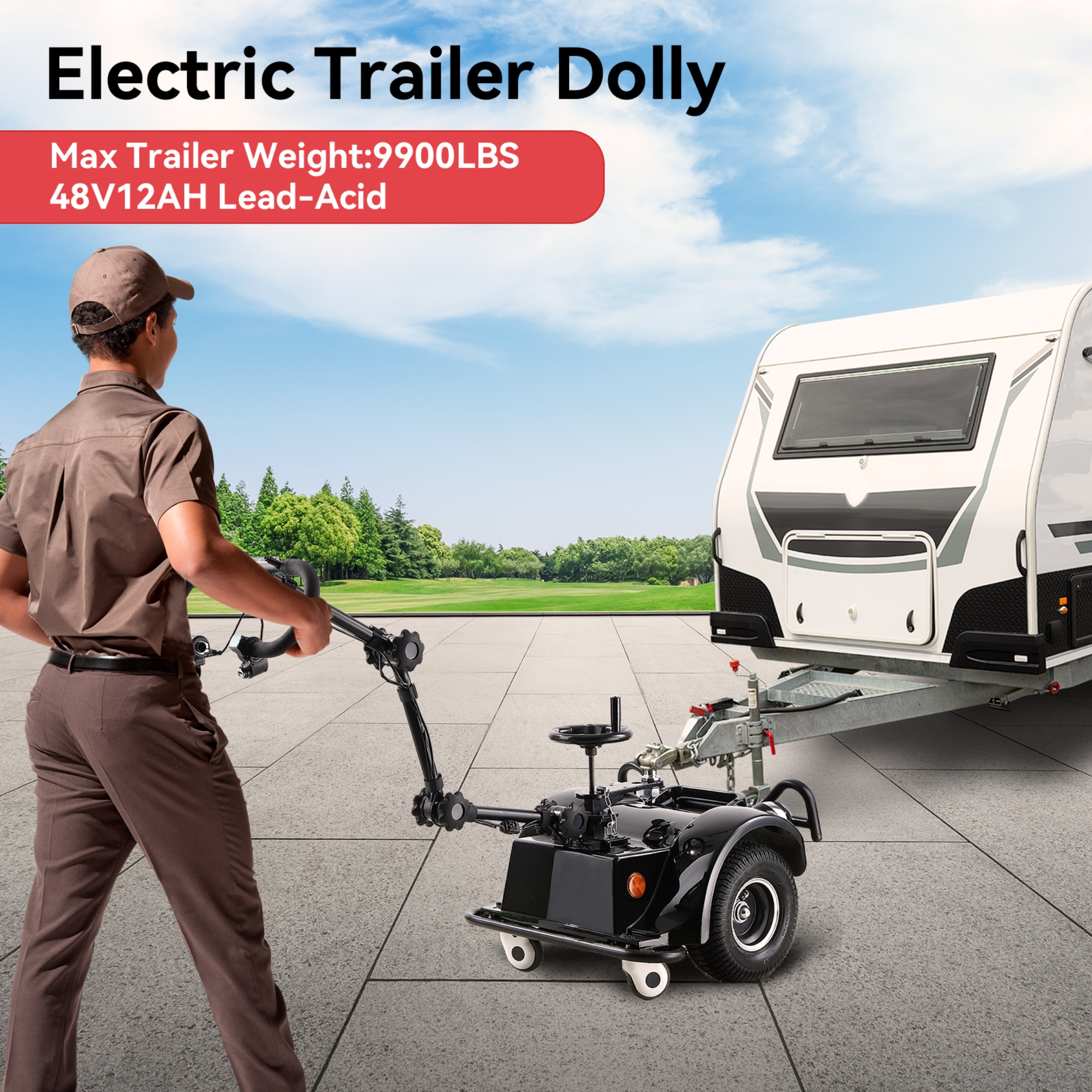 QEEKA Electric Trailer Dolly,9900 Lbs Max Capacity,48V 1200W Motorized Trailer Mover for RV & Utility Trailers,Compact Design for Home Garage & Outdoor Use,Black