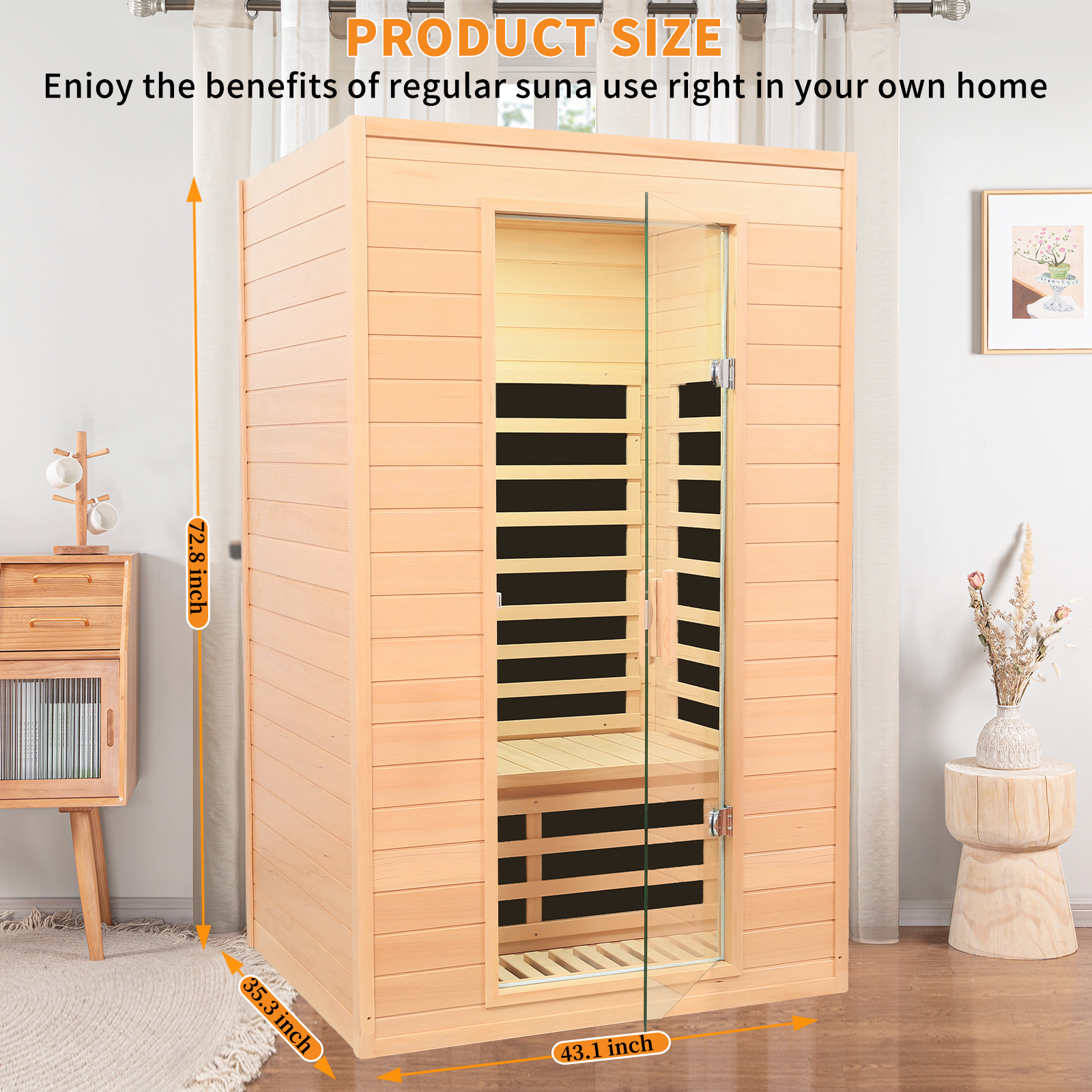 CTOSPOATO 2-Person Far Infrared Sauna - Roof-Embedded Indoor Home Sauna with Bluetooth