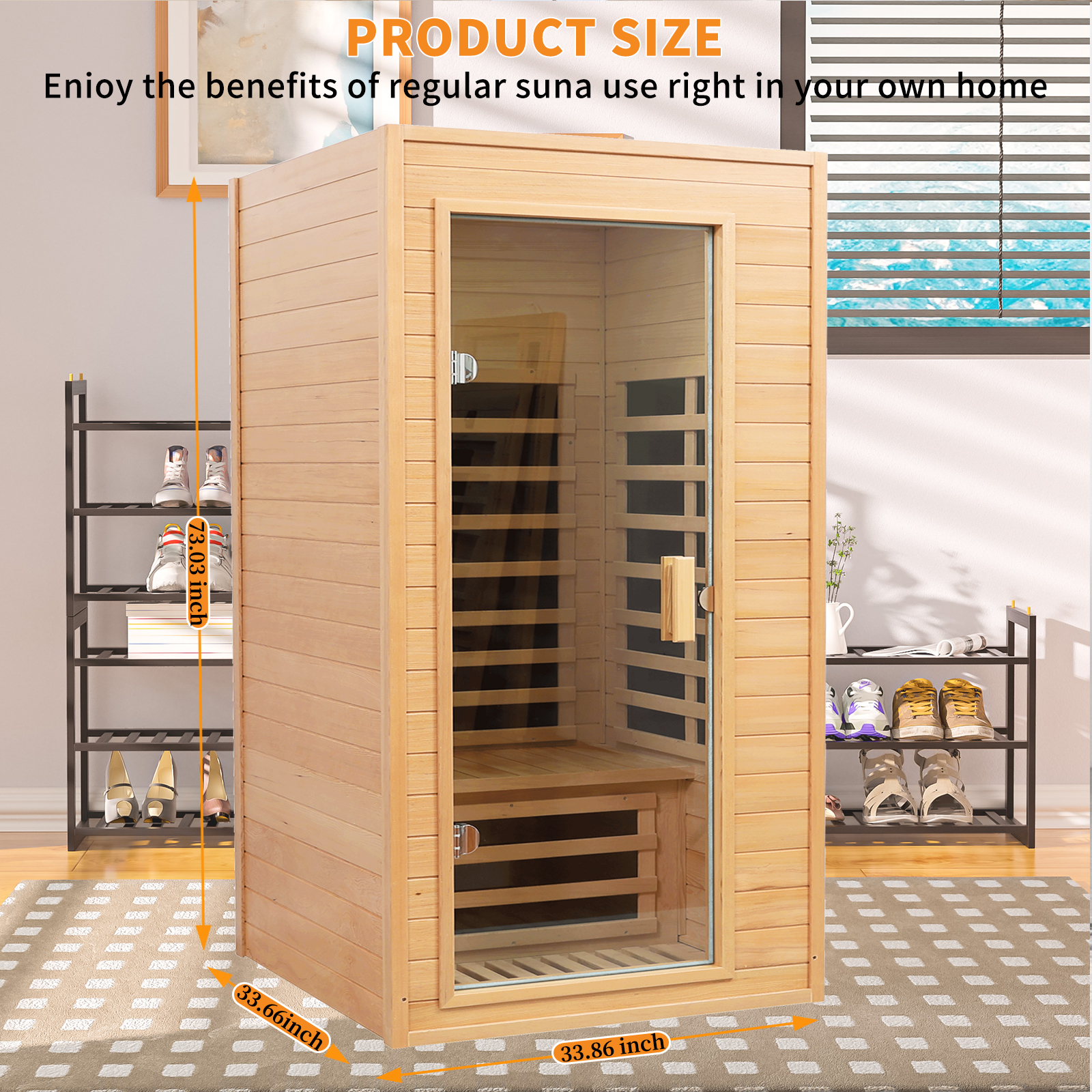 CTOSPOATO Infrared Saunas for Home 1 Person Indoor Sauna Dry Sauna for Home,1290W Low Emf Infrared Sauna Red Light Saunas for Home with Bluetooth Reading Light