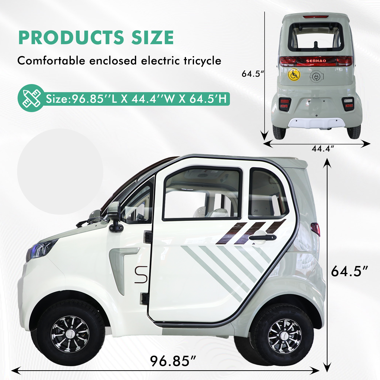 QEEKA Fully Enclosed Mobility Scooter - 4-Wheel 1500W,3 Passengers,All-Weather Protection,Suitable for Adults and Seniors