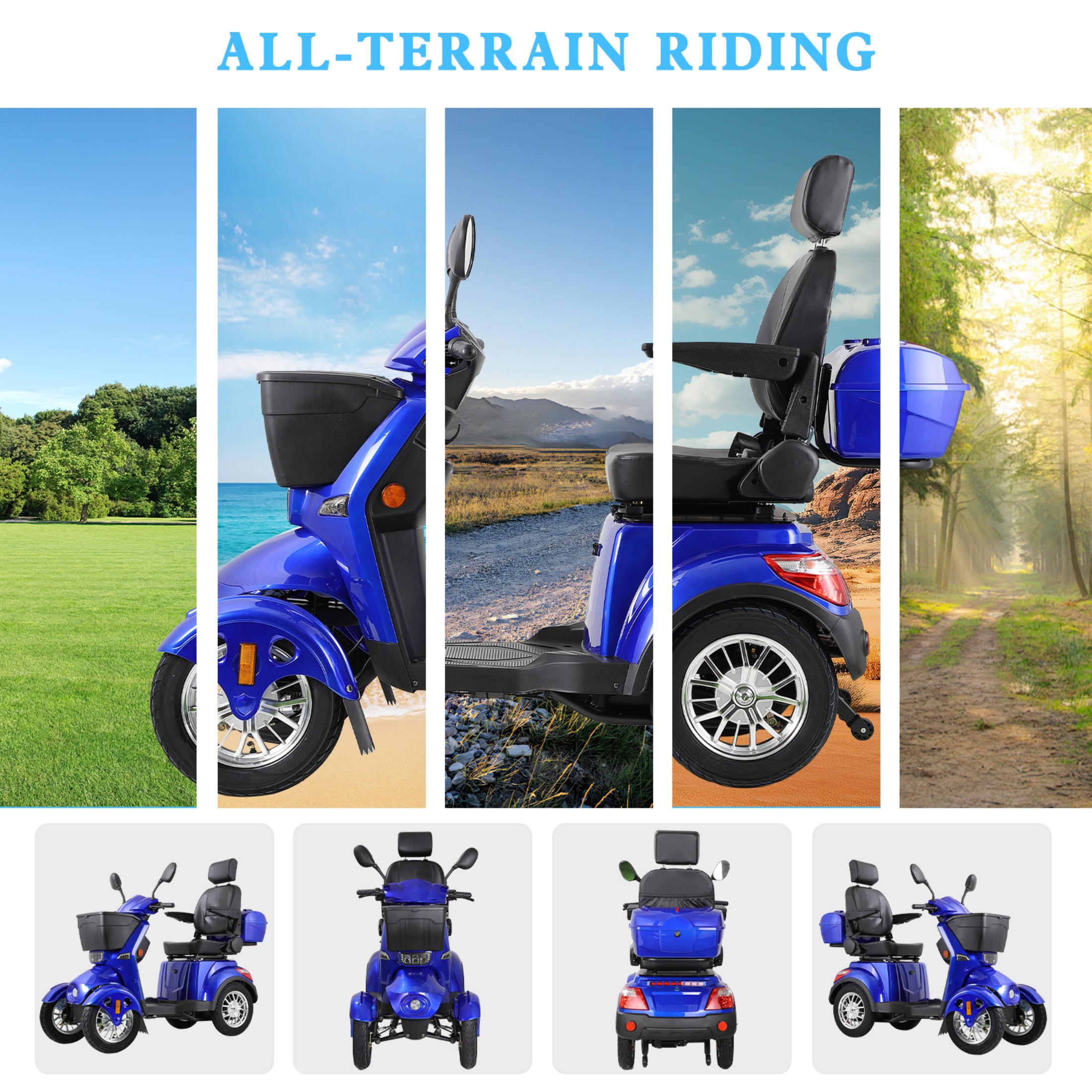 QEEKA All Terrain Mobility Scooter,Heavy-Duty 4 Wheel Mobility Scooters 500lbs Capacity -800W,Handicap Scooters for Seniors & Adults Travel,Elderly,Remote Key