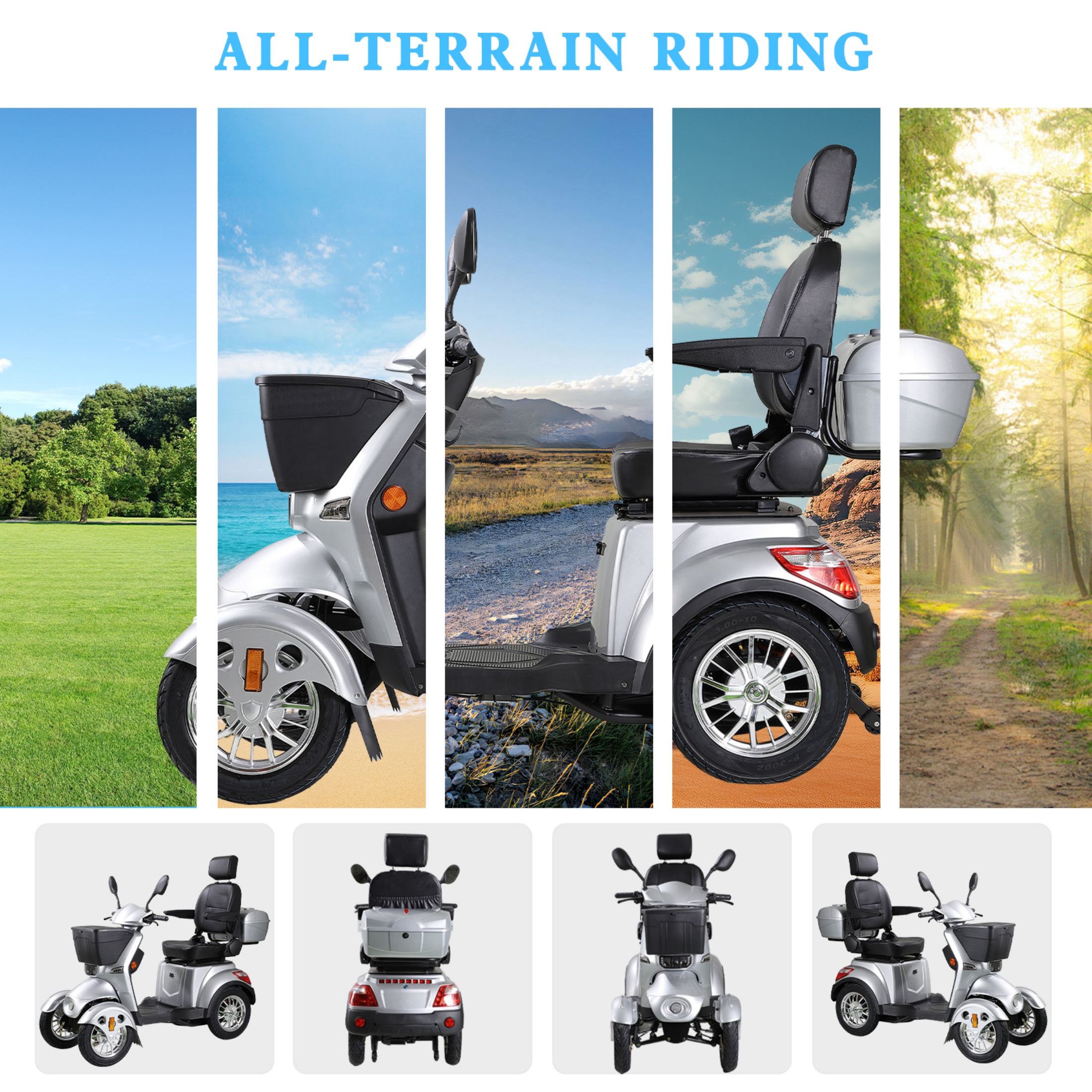 QEEKA All Terrain Mobility Scooter,Heavy-Duty 4 Wheel Mobility Scooters 500lbs Capacity -800W,Handicap Scooters for Seniors & Adults Travel,Elderly,Remote Key