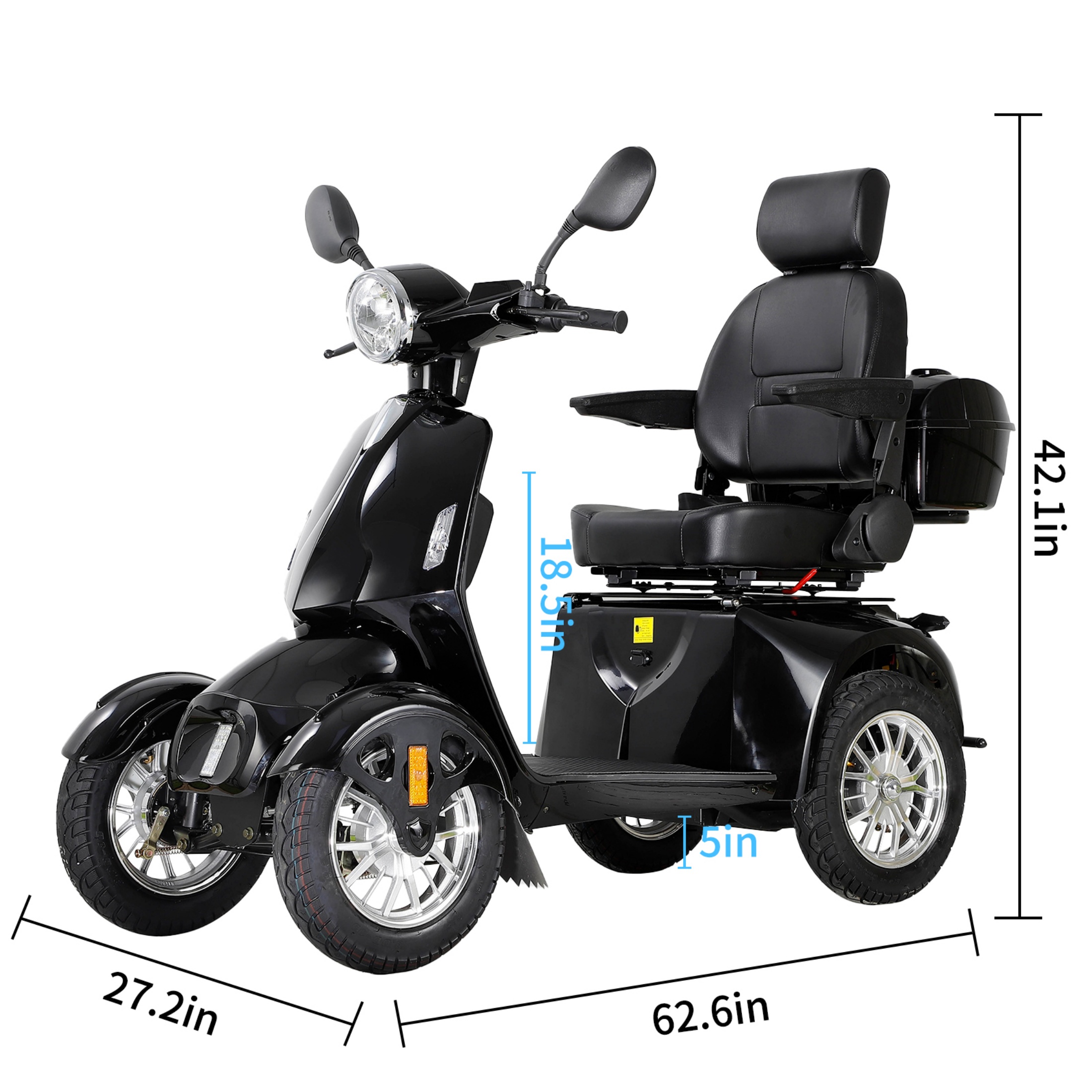 QEEKA Heavy-Duty All Terrain 4-Wheel Mobility Scooter, 500 lb Limit