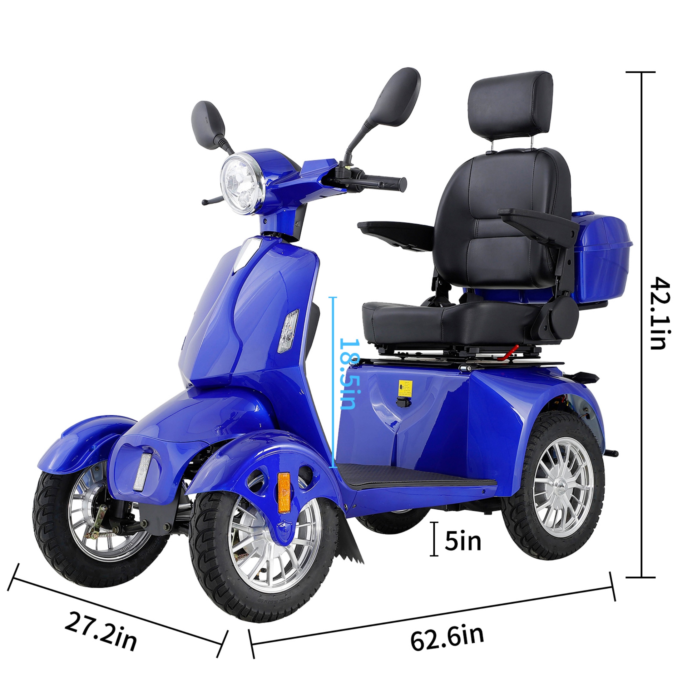 QEEKA Heavy-Duty All Terrain 4-Wheel Mobility Scooter, 500 lb Limit