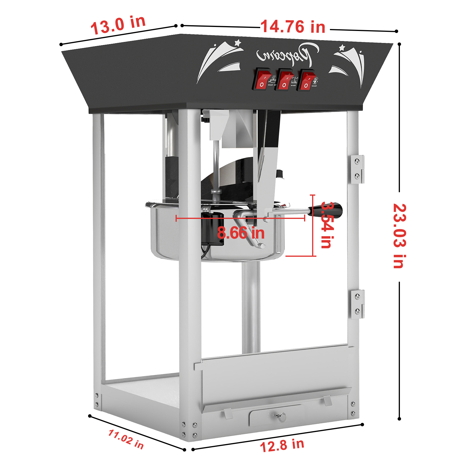 QEEKA 12Oz Commercial Popcorn Maker Machine - 850W Stainless Steel Popper with Warming Deck & Tempered Glass,Great for Parties,Movie Nights & Home Theater