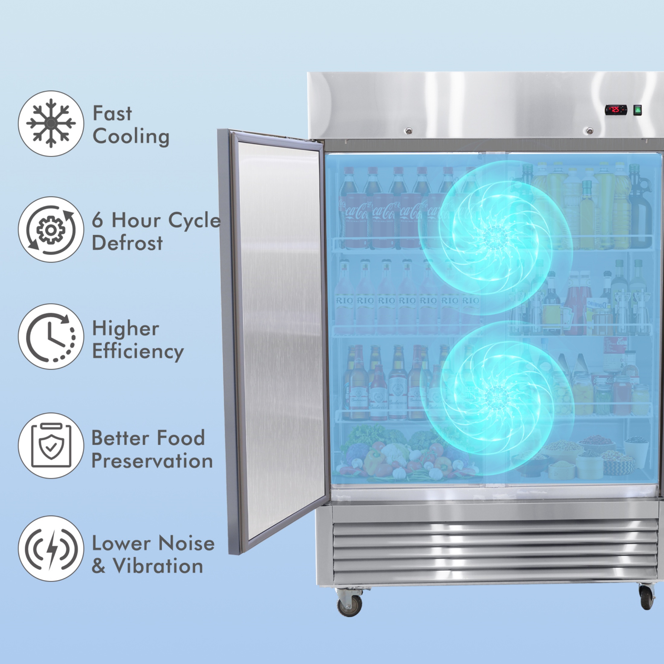 QEEKA 27"W Commercial Refrigerator 18.68 Cu.ft.Reach-in Merchandising Refrigerator for Restaurant,Bar,Shop
