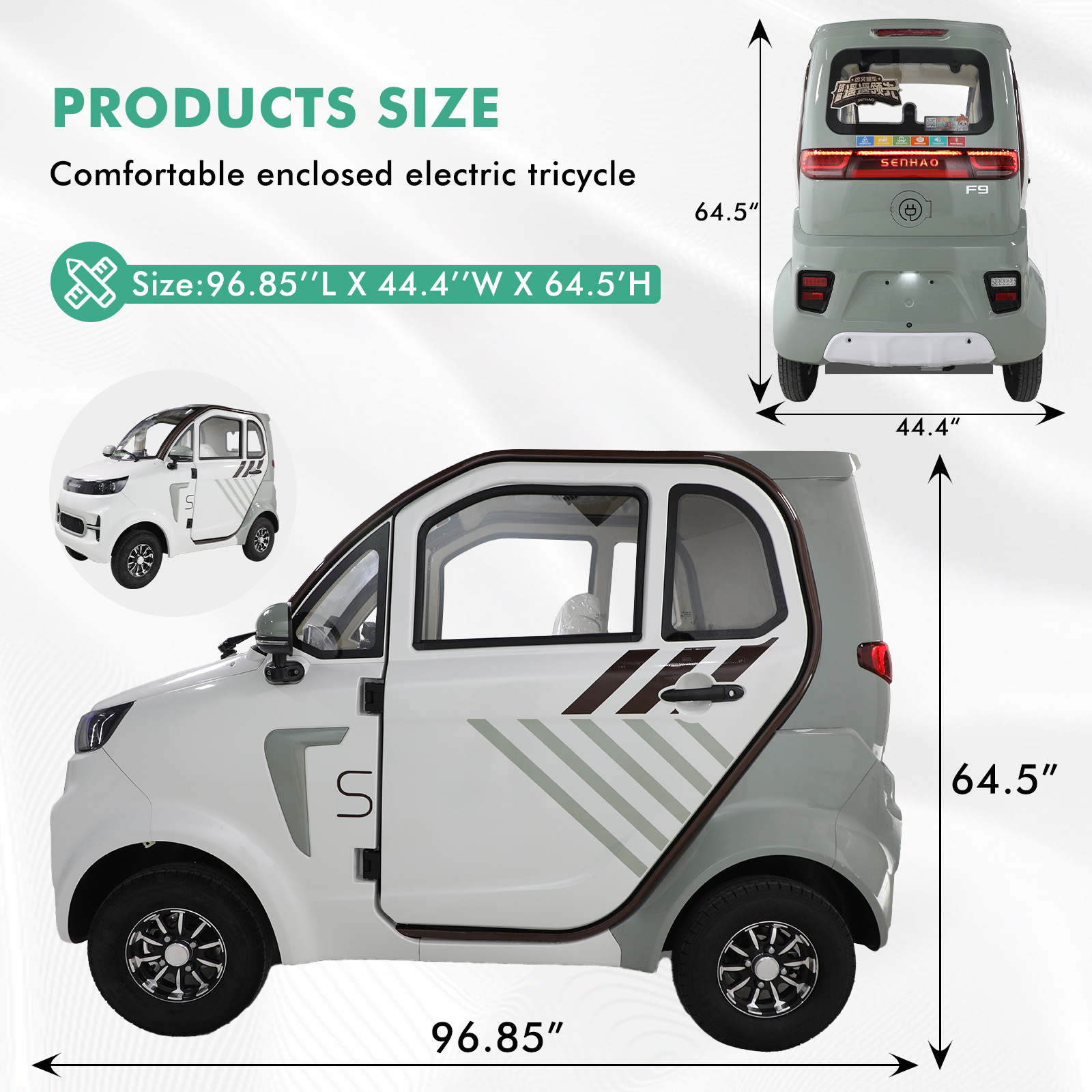 QEEKA Fully Enclosed Mobility Scooter - 4-Wheel 1500W,3 Passengers,All-Weather Protection,Suitable for Adults and Seniors