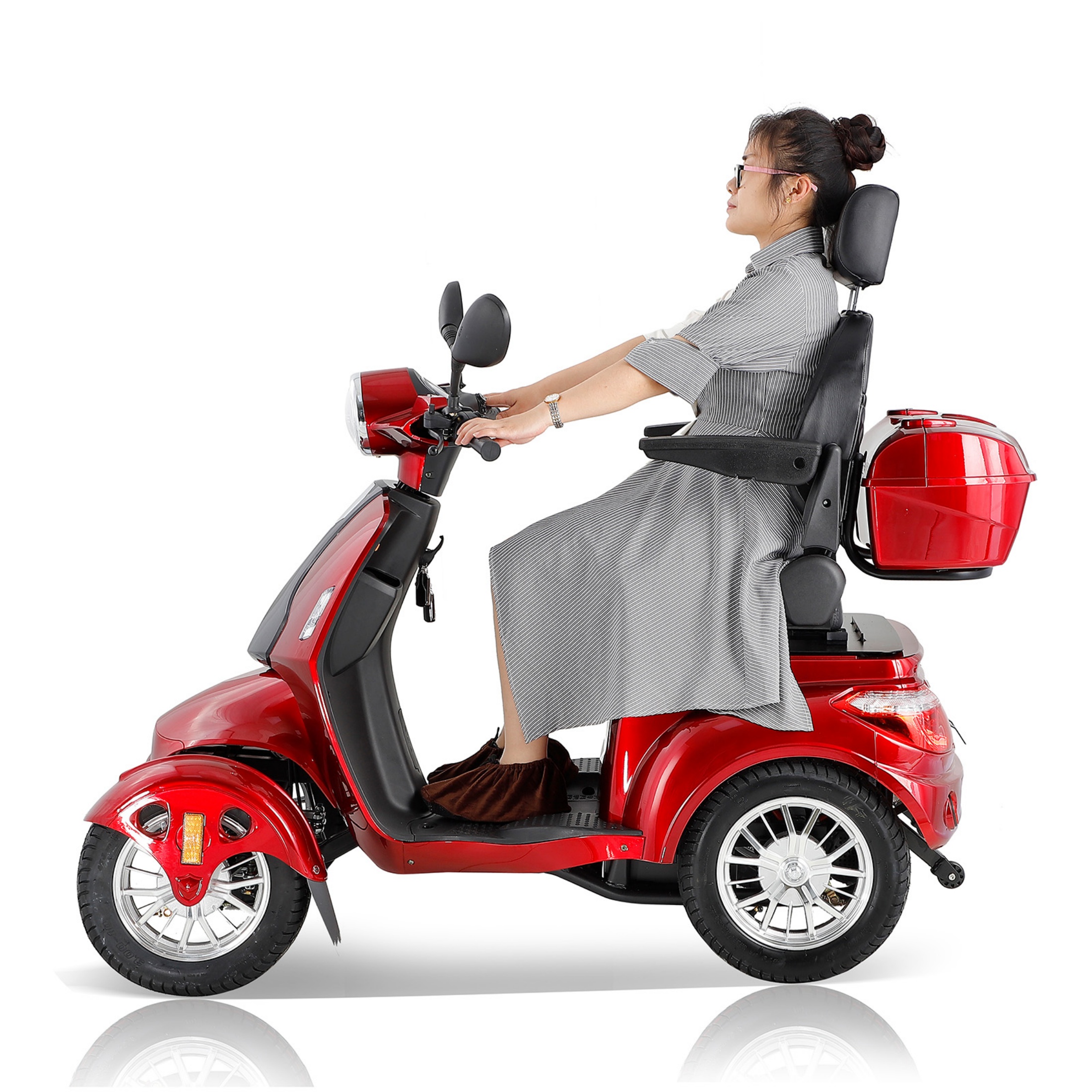 QEEKA 4 Wheel Heavy Duty Mobility Scooters for Seniors & Adults 500lbs Capacity,800W,for Travel Electric Powered Wheelchair Device,Red