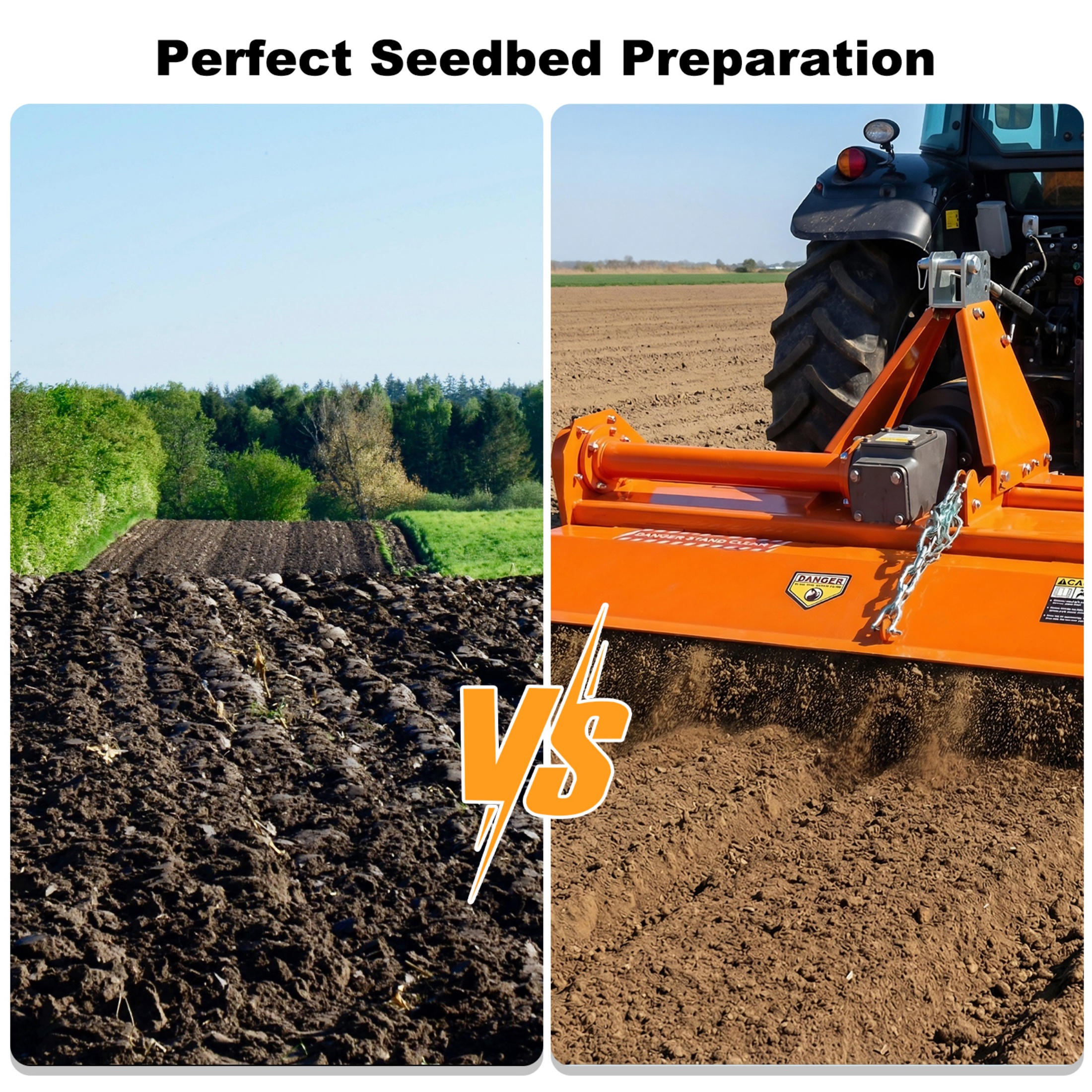 QEEKA 3-Point 45"Rotary Tiller Attachment for Cat 1 Tractors, 540 RPM PTO Driven Cultivator, Replaceable L-Shaped Tines, 5" Working Depth